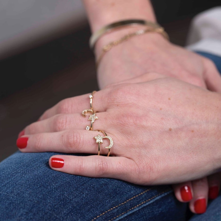 Moon Shaped Diamond Ring