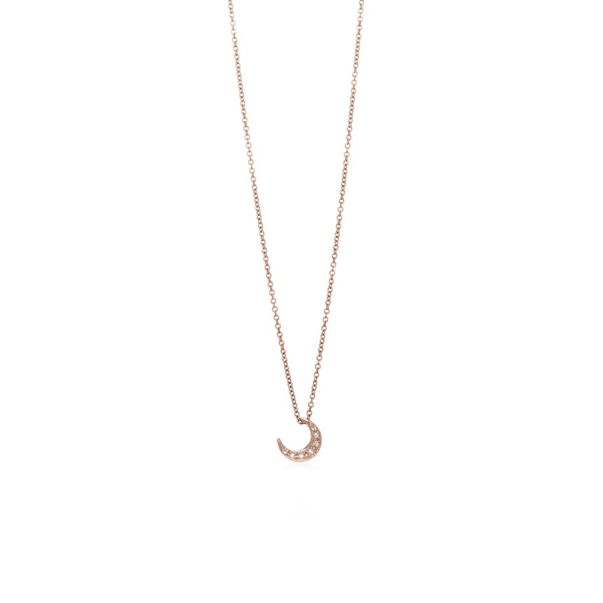 Crescent Moon Necklace Gold With Diamonds