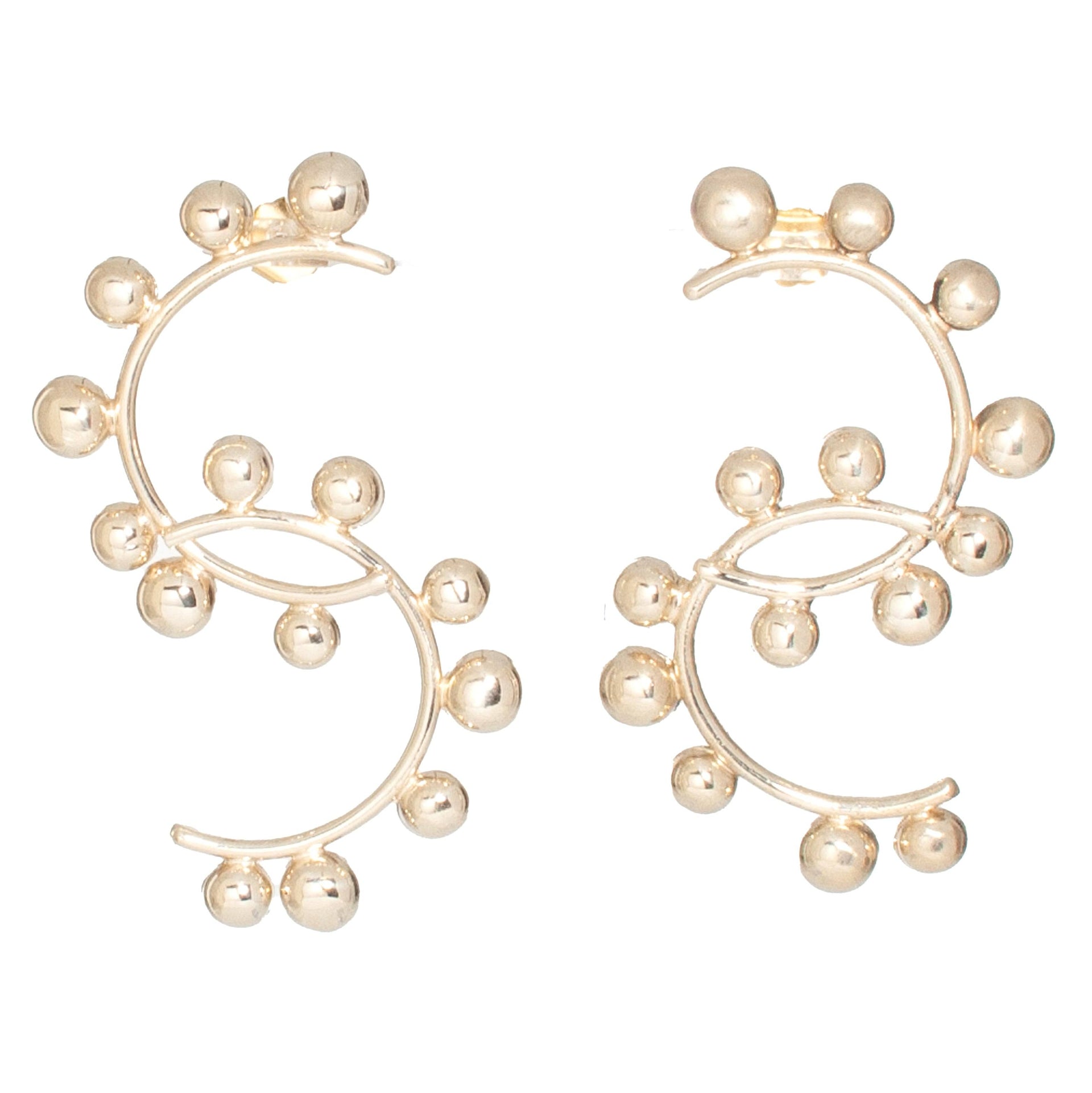 Crest Earrings – Sculptural Recycled Brass Earrings Inspired By Ocean Waves