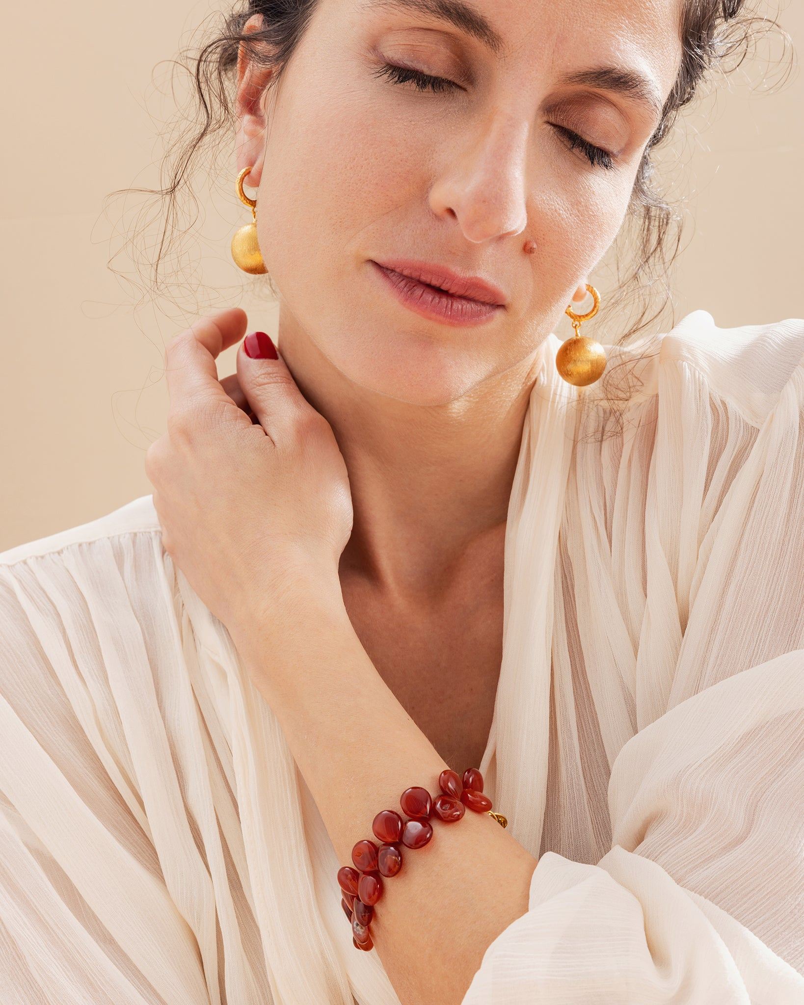 Crimson Flame Bracelet With Agate