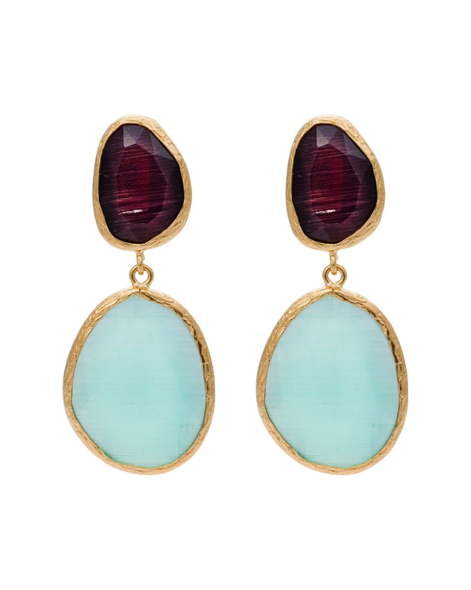 Crimson Glow Cat Eye Earrings