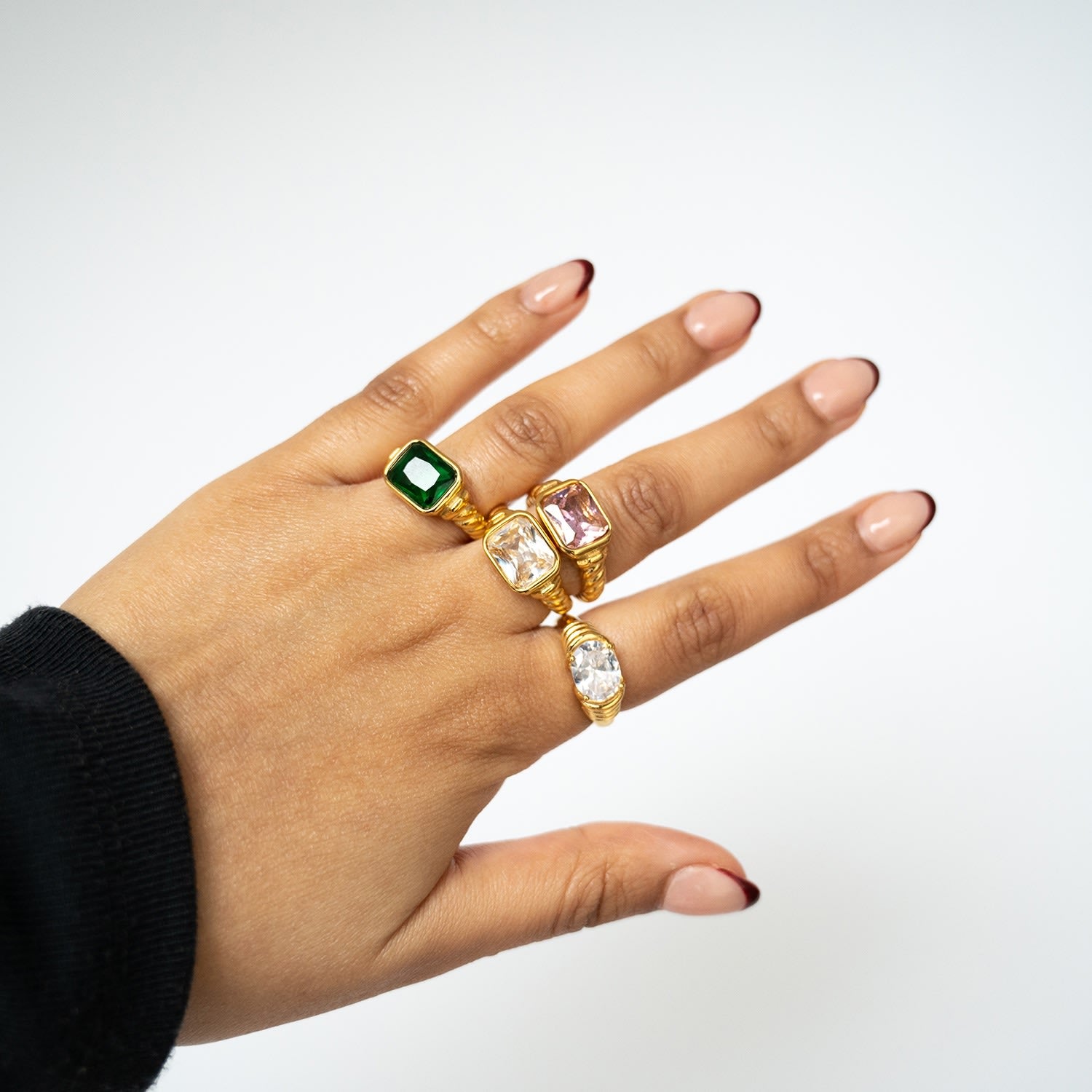 Croissant Clear Moon Ring