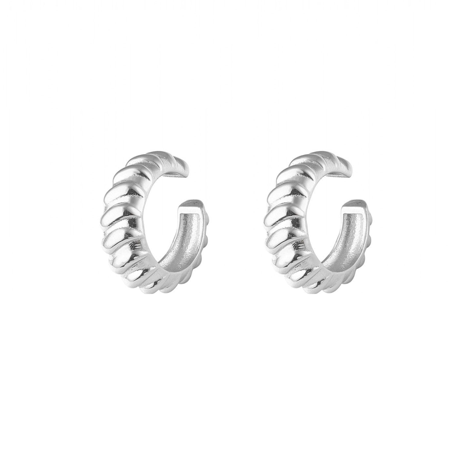 Croissant Ear Cuff No Piercing Sterling Silver Pair - Silver