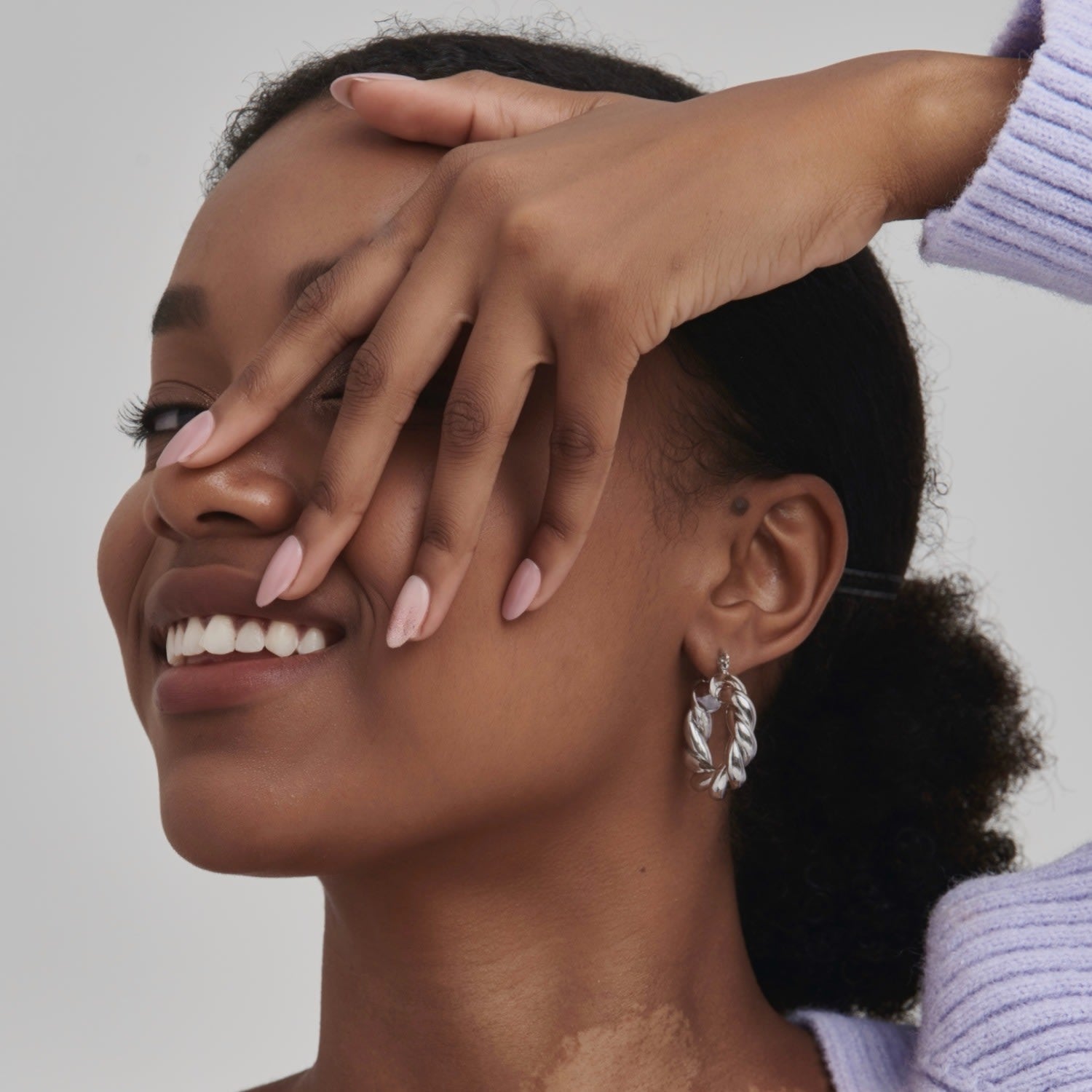 Croissant Hoops Earrings Silver