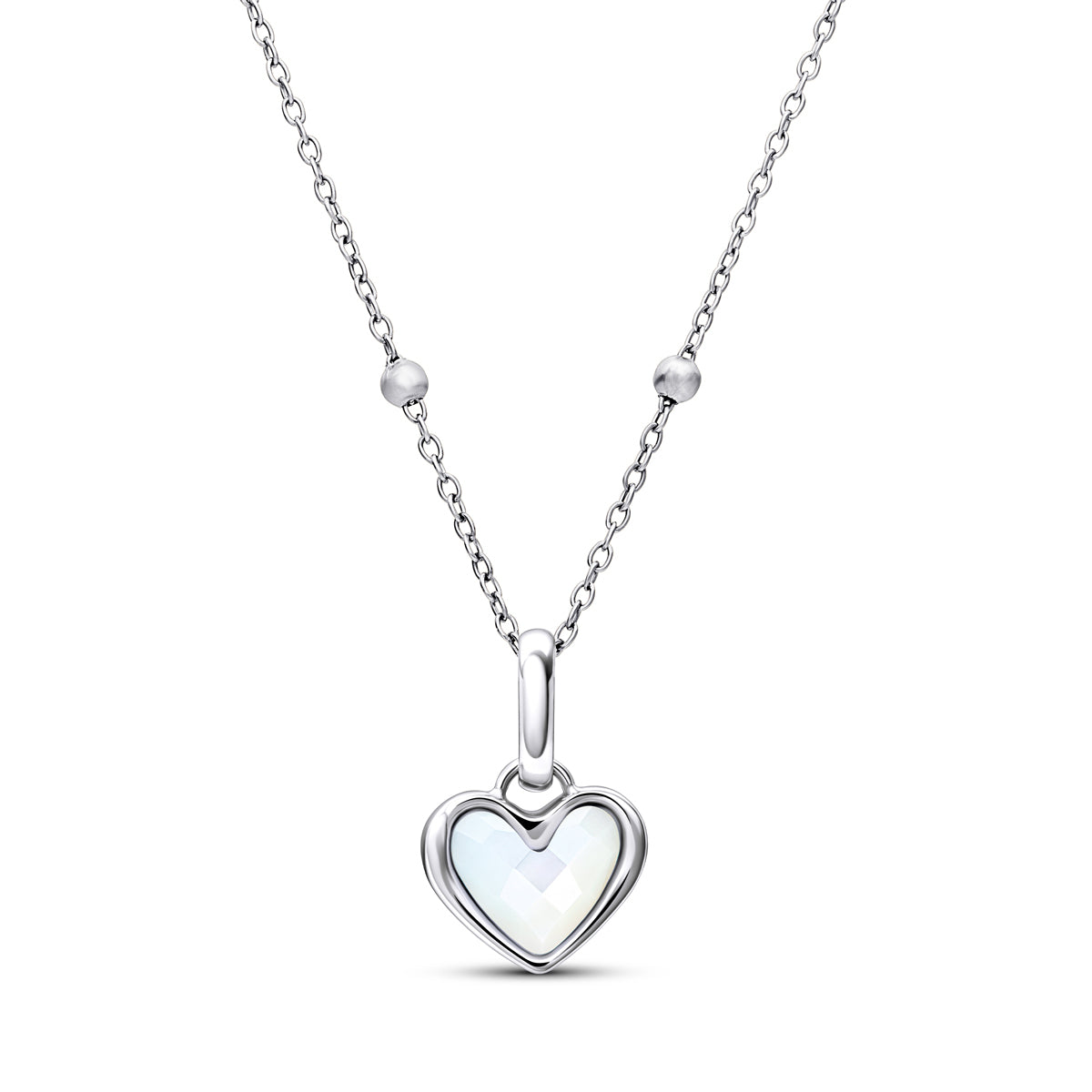 Mother of Pearl Heart Necklace (Silver)