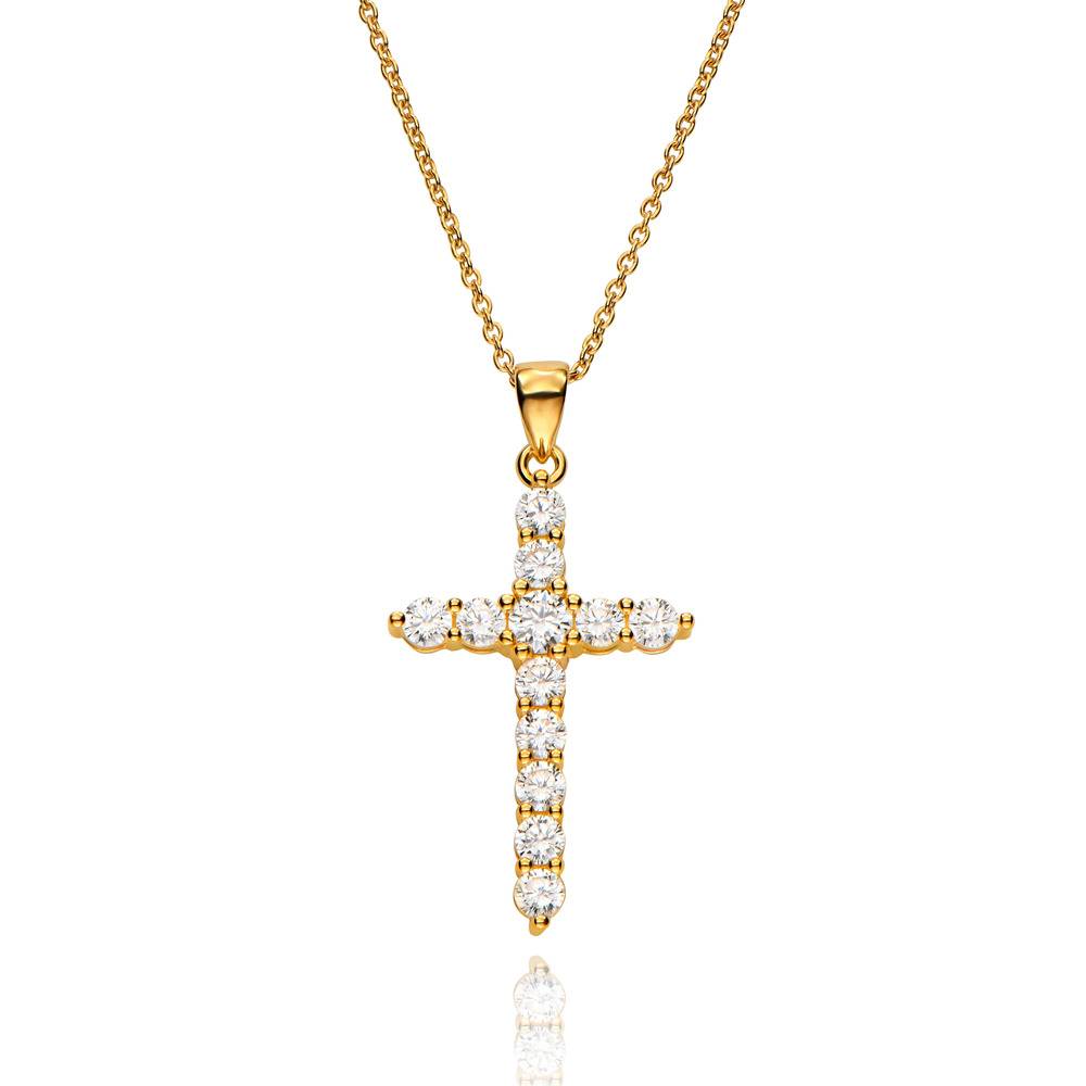 Cross CZ Pendant Necklace in 18K Gold Vermeil