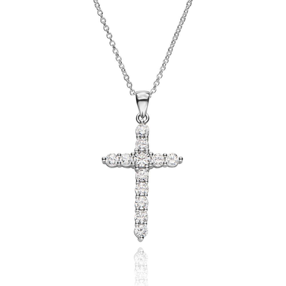 Cross CZ Pendant Necklace in Sterling Silver