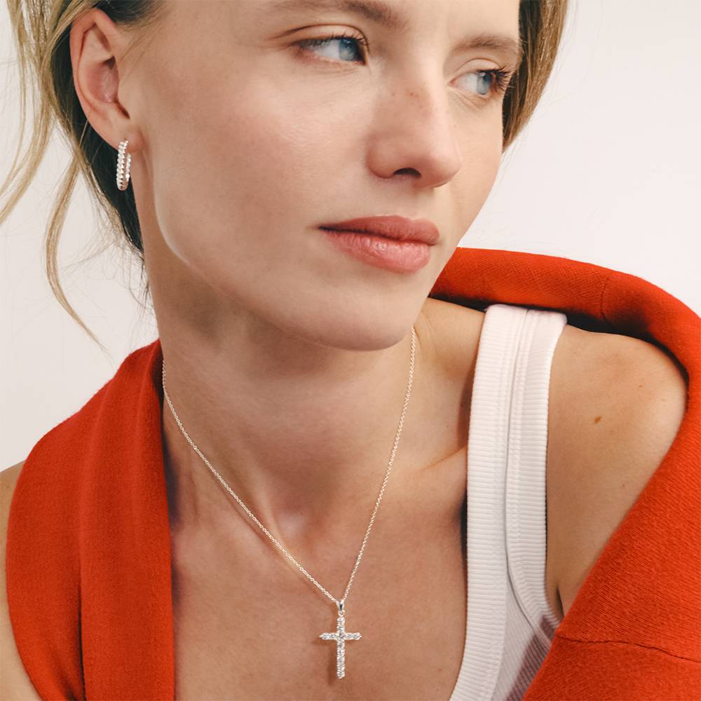 Cross CZ Pendant Necklace in Sterling Silver