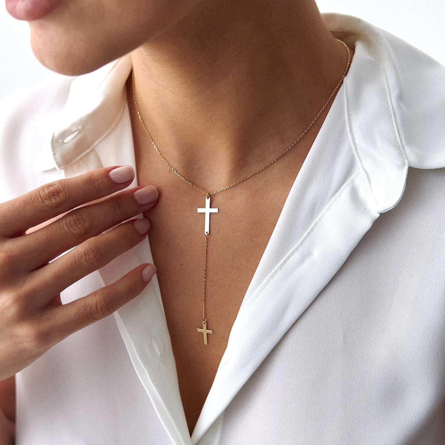 Cross Lariat Necklace