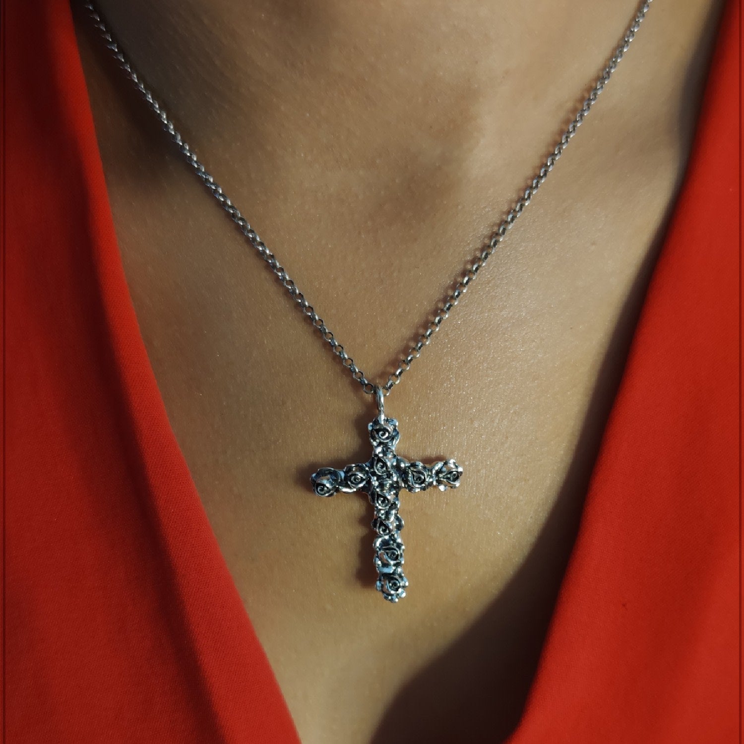 Cross Legend Necklace In Gold Plated Sterling Silver