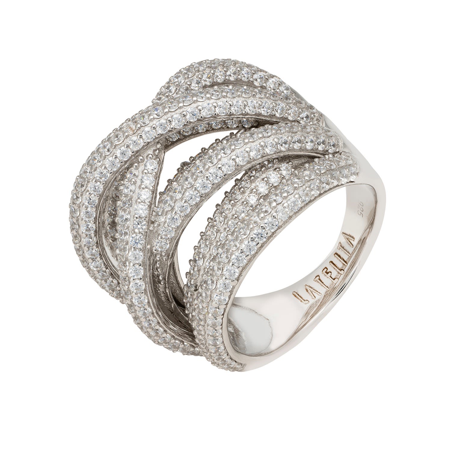 Crossover Multi-Strand Cocktail Ring Silver