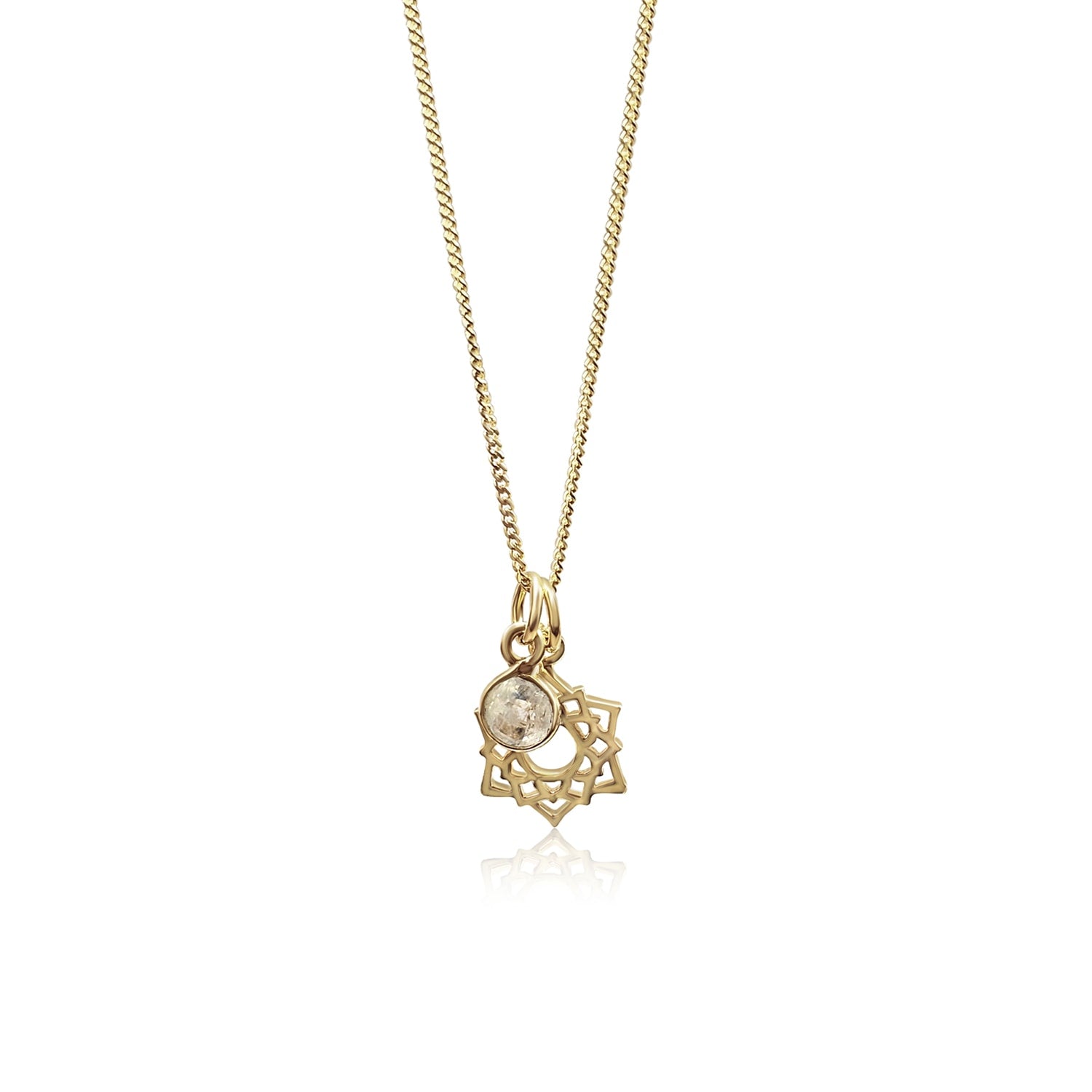 Crown Chakra/Sahastrara Charm Necklace In Gold Vermeil– Moonstone