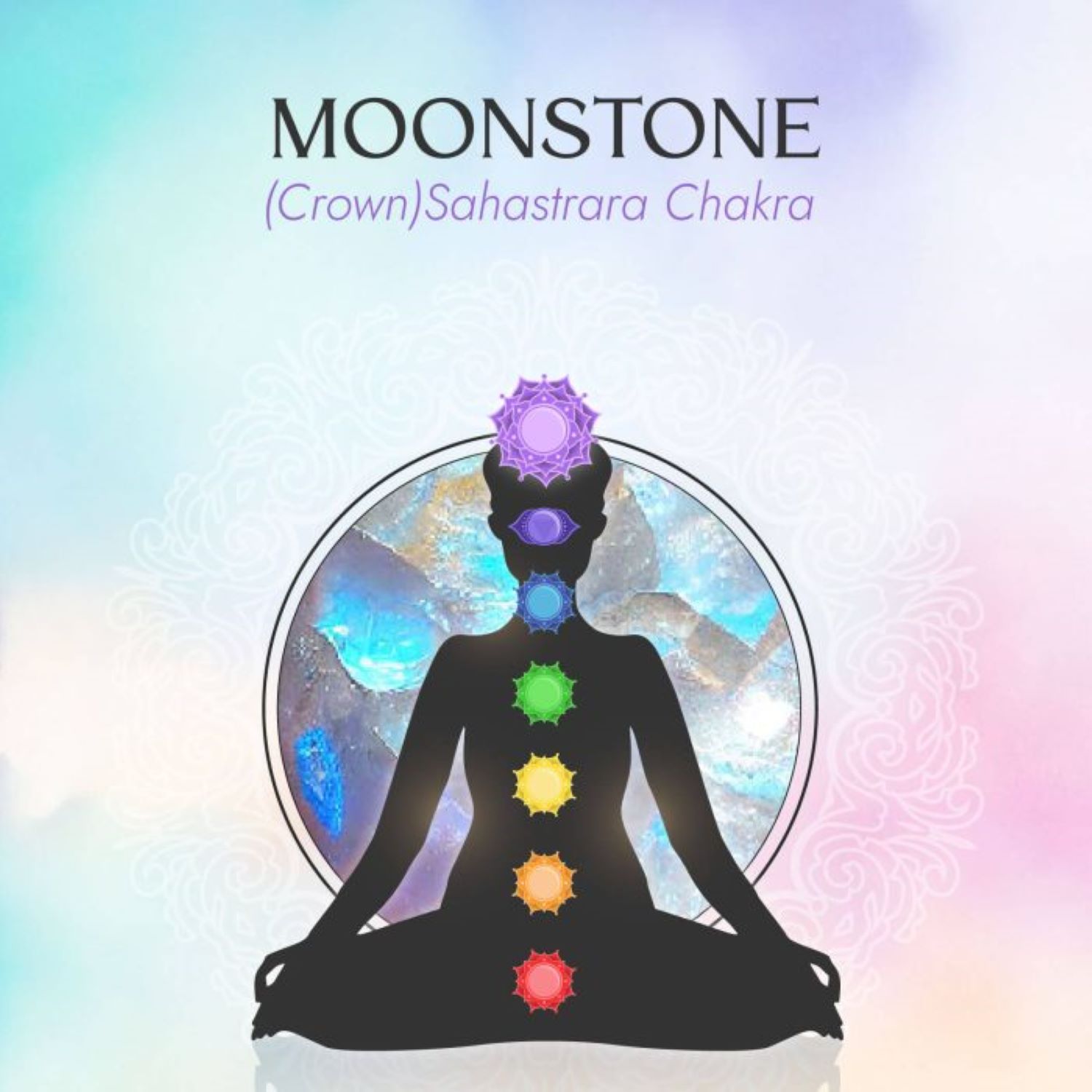 Crown Chakra/Sahastrara Charm Necklace In Sterling Silver – Moonstone