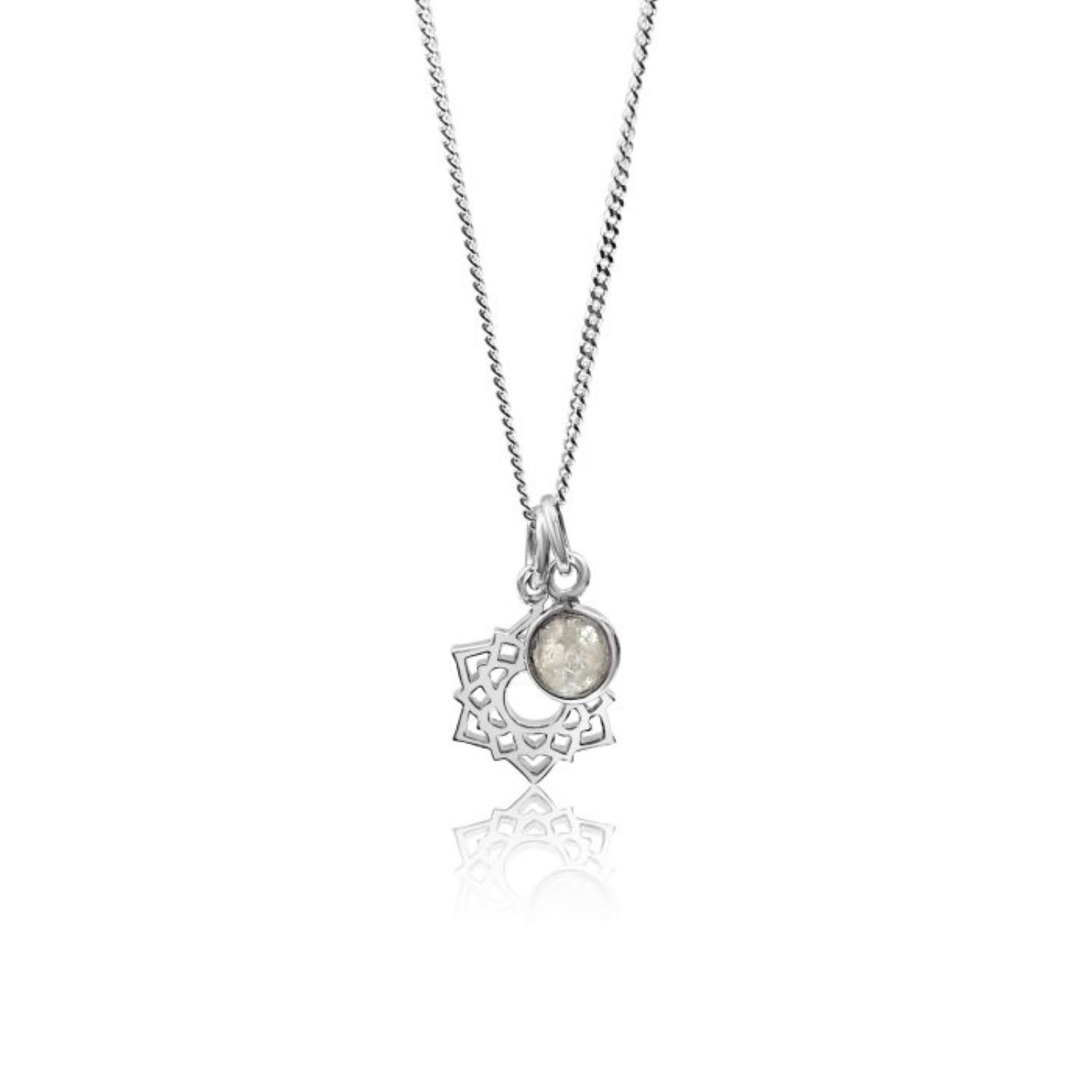 Crown Chakra/Sahastrara Charm Necklace In Sterling Silver – Moonstone