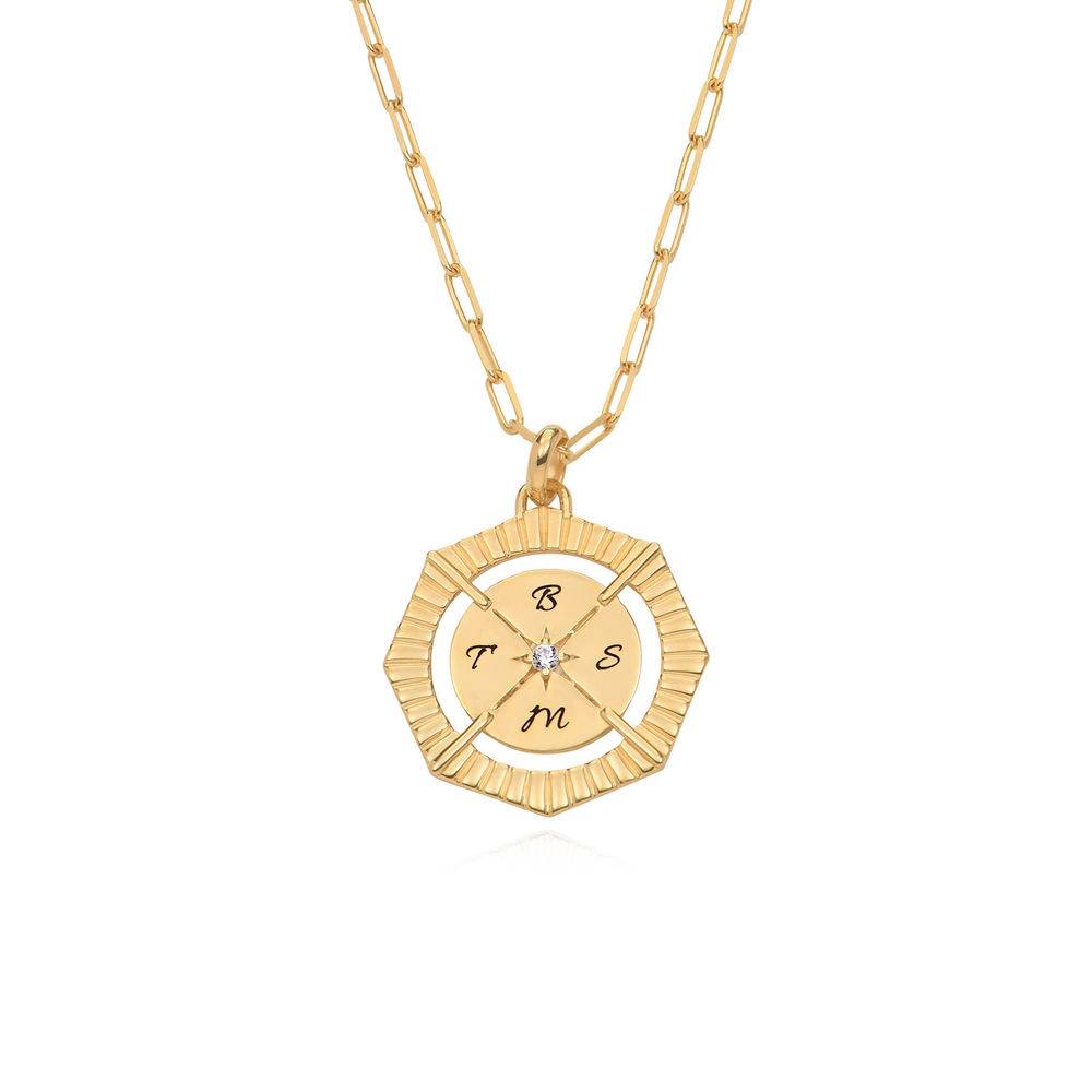 Crown Compass Necklace with Cubic Zirconia in 18K Gold Plating