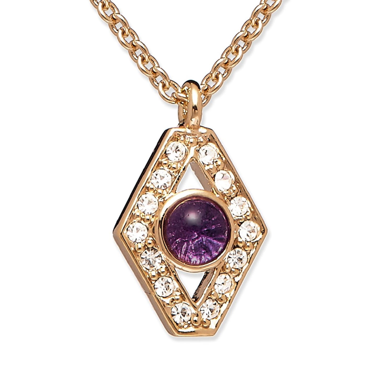 Crystal & Amethyst Golden Necklace, Series Gem Flakes