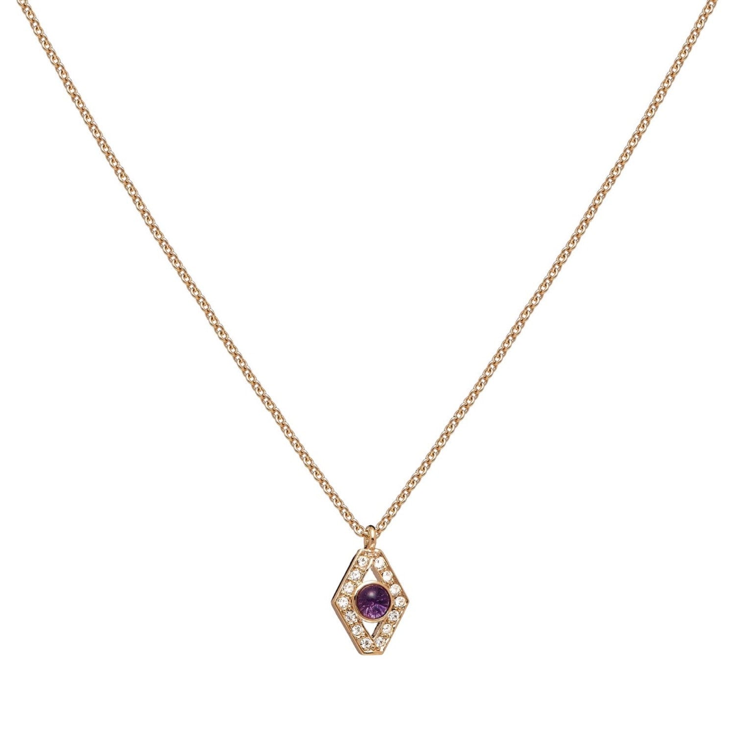 Crystal & Amethyst Golden Necklace, Series Gem Flakes