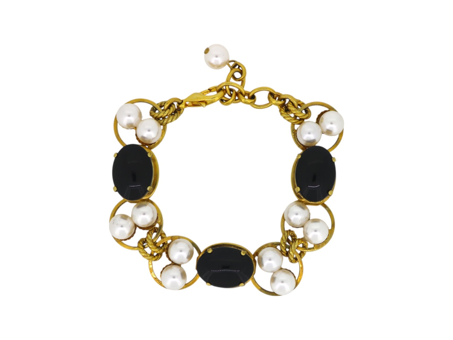Crystal & Black Cabochon Bracelet