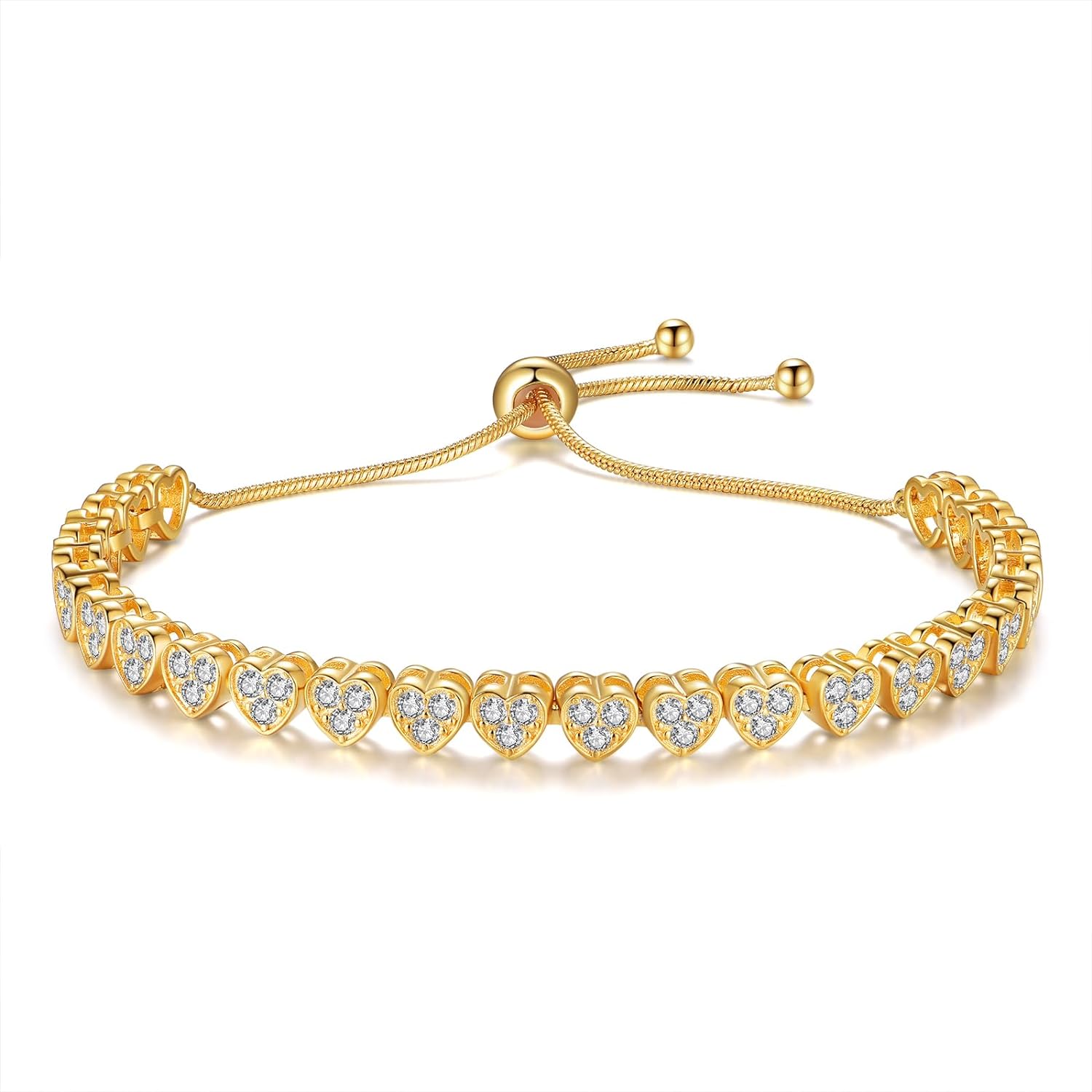 Crystal Heart Slider Bracelet In Gold