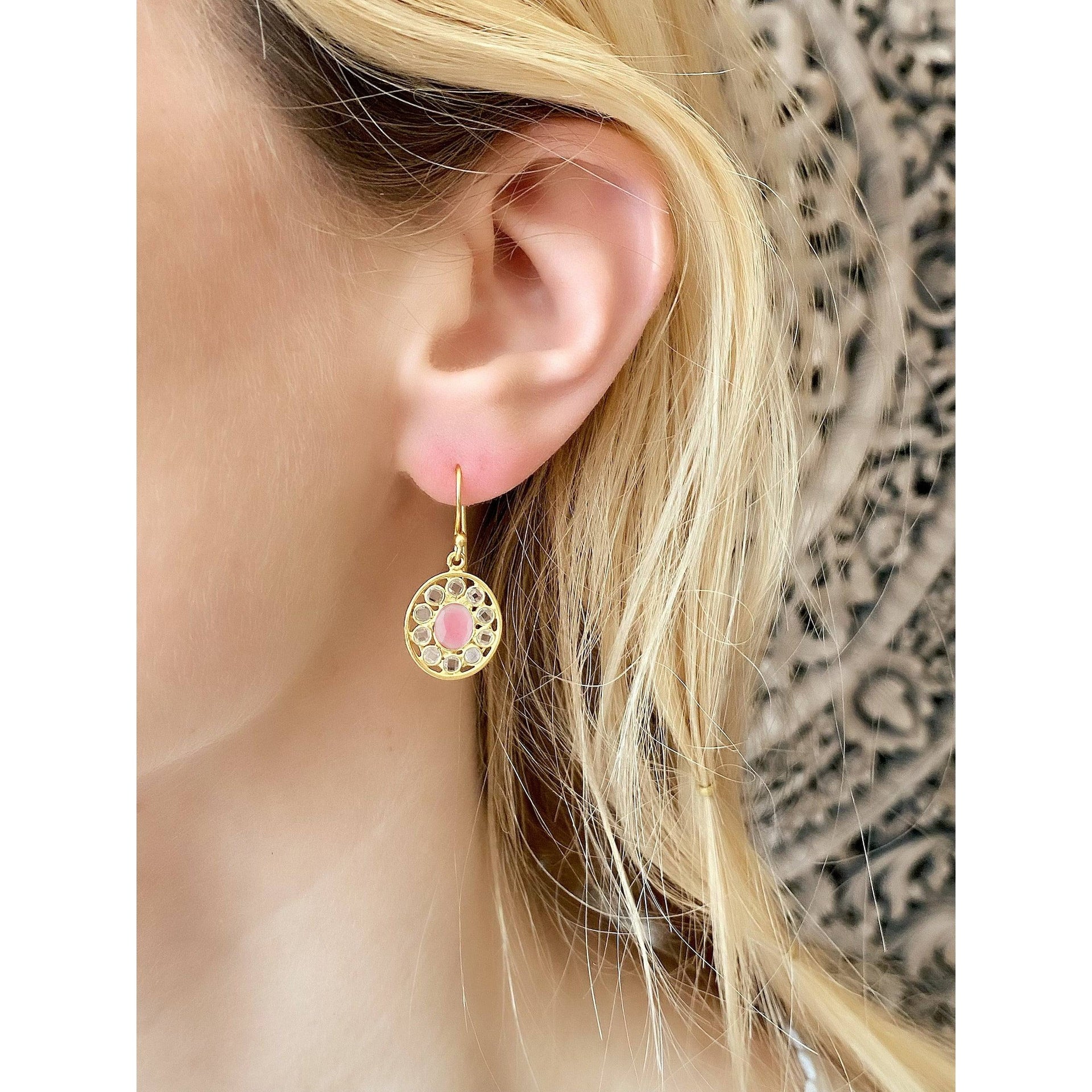 Crystal Jali Drops With Pink Tourmaline