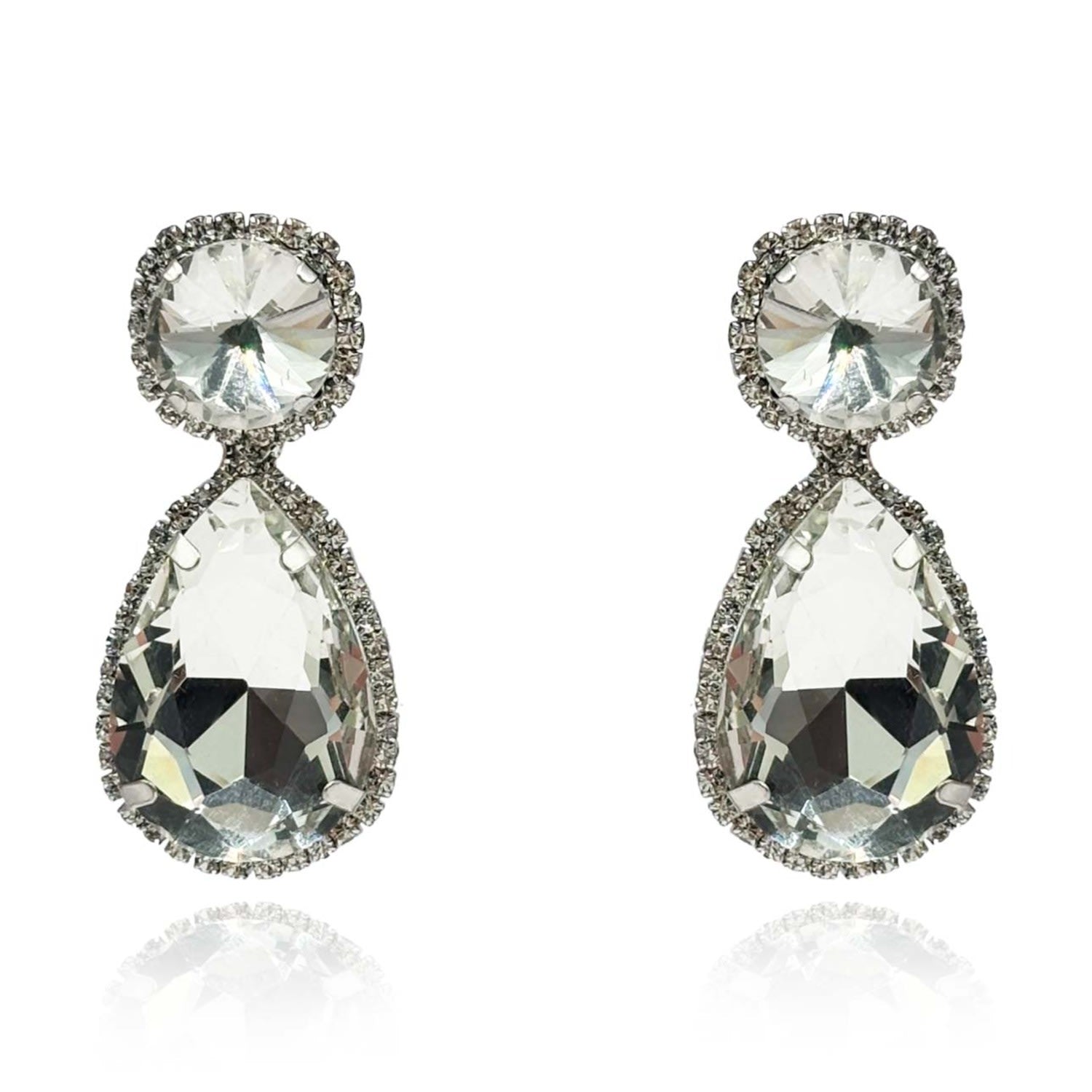 Crystal Pear Shape And Pave Drop Earrings