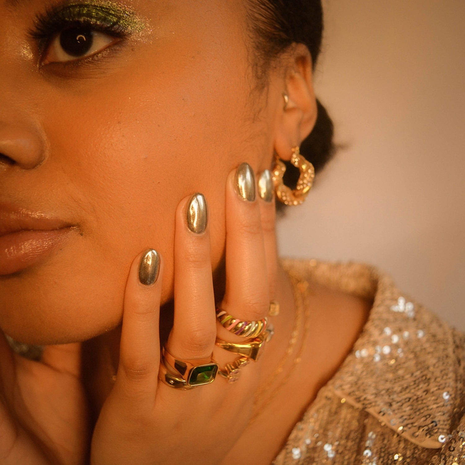 Crystal Silver Diamante Hoop Earrings