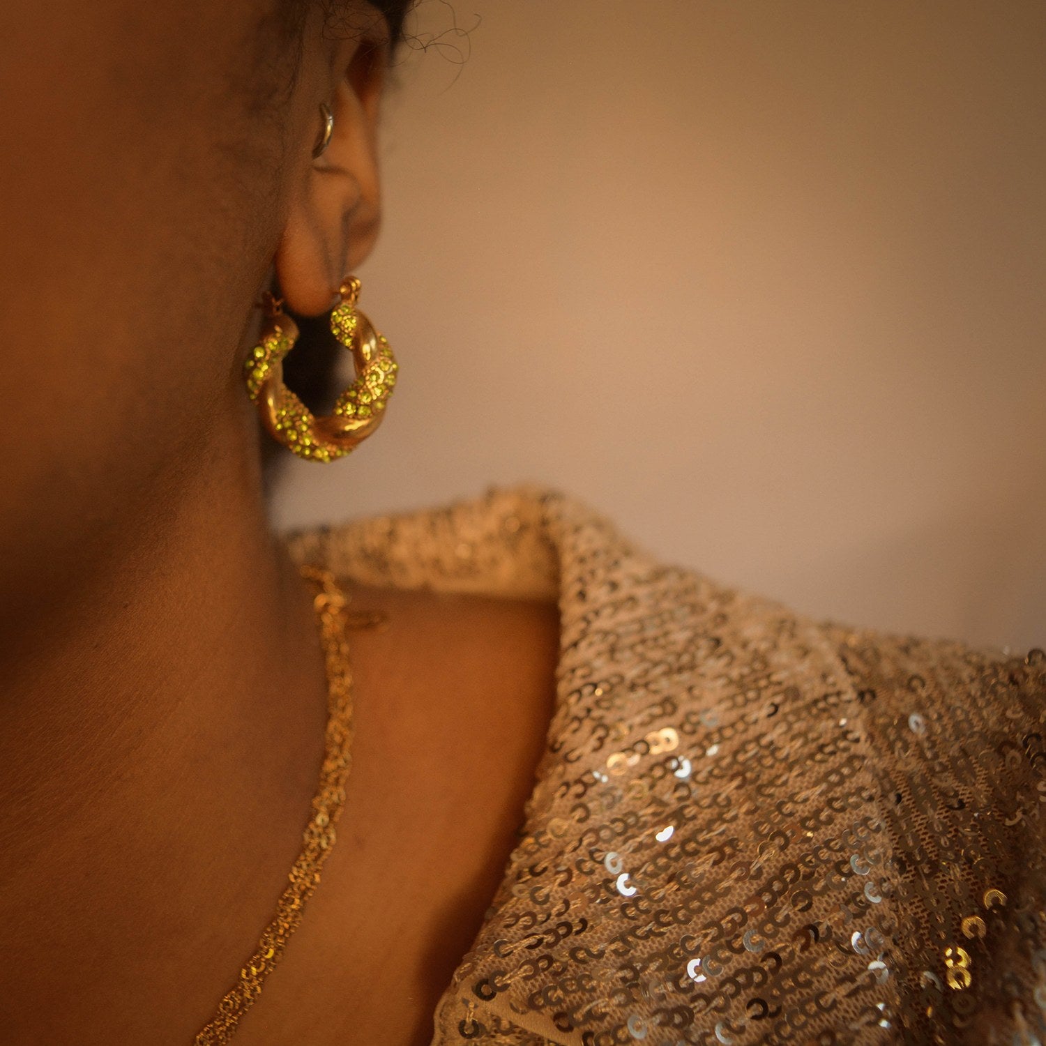 Crystal Silver Diamante Hoop Earrings