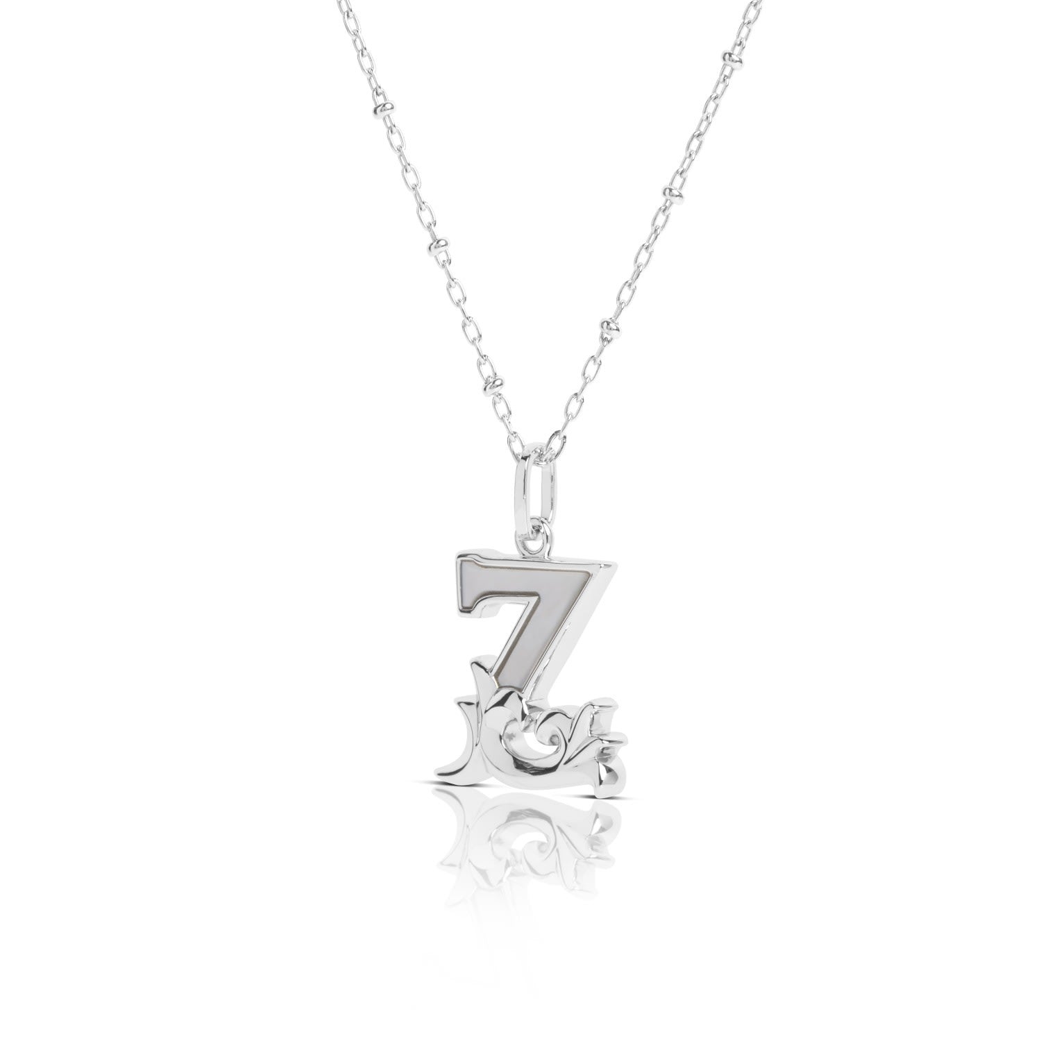 Solid Silver Z Initial Necklace With Mother Of Pearl
