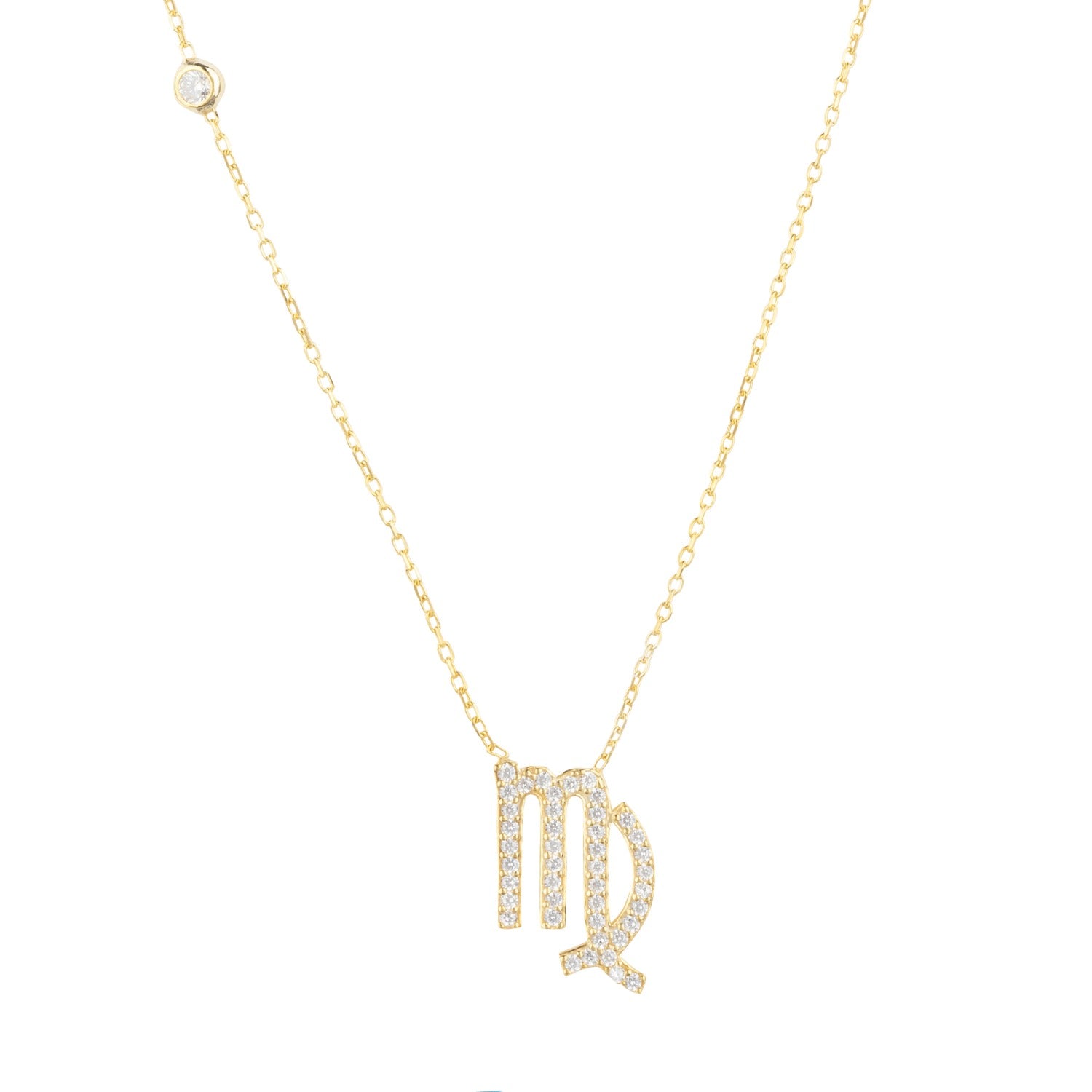 Zodiac Star Sign Pendant Necklace Gold Virgo