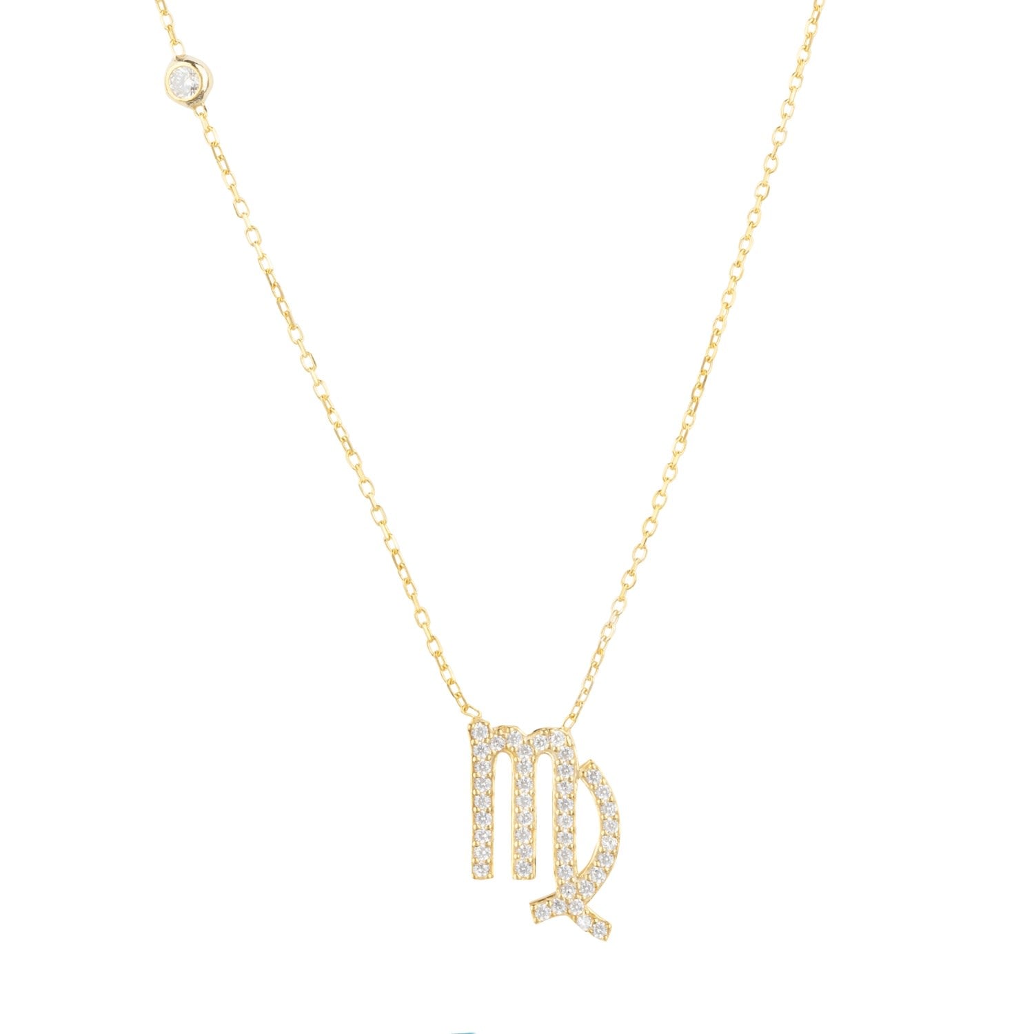 Zodiac Star Sign Pendant Necklace Gold Virgo
