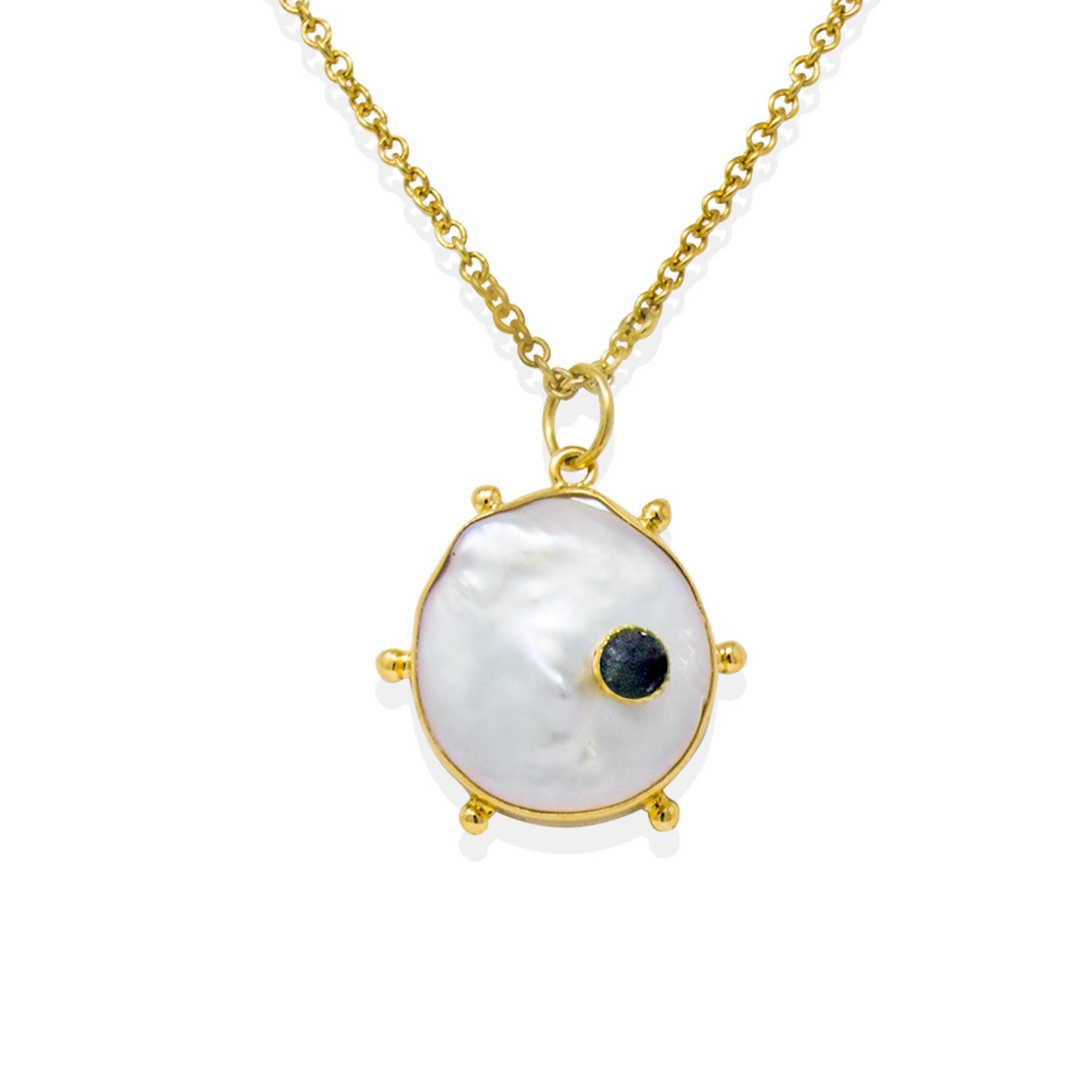 Rebel Rebel Pearl Necklace With Sapphire