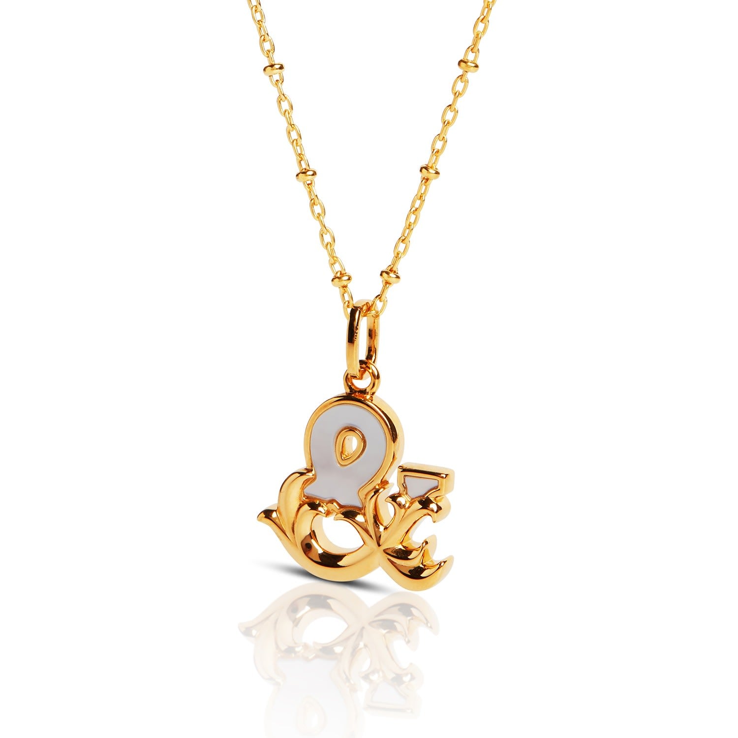 Gold Plated & Initial Necklace With Mother Of Pearl