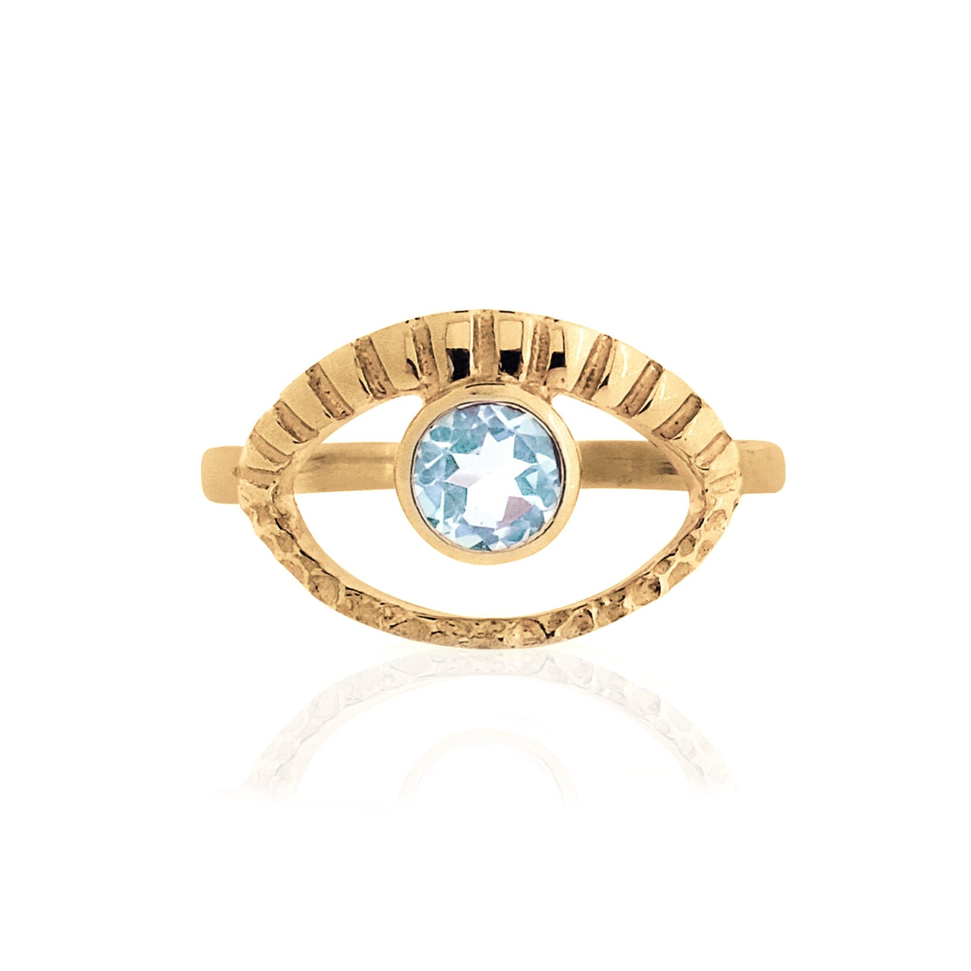 Eye Of Intuition Gold Vermeil Ring - Blue Topaz