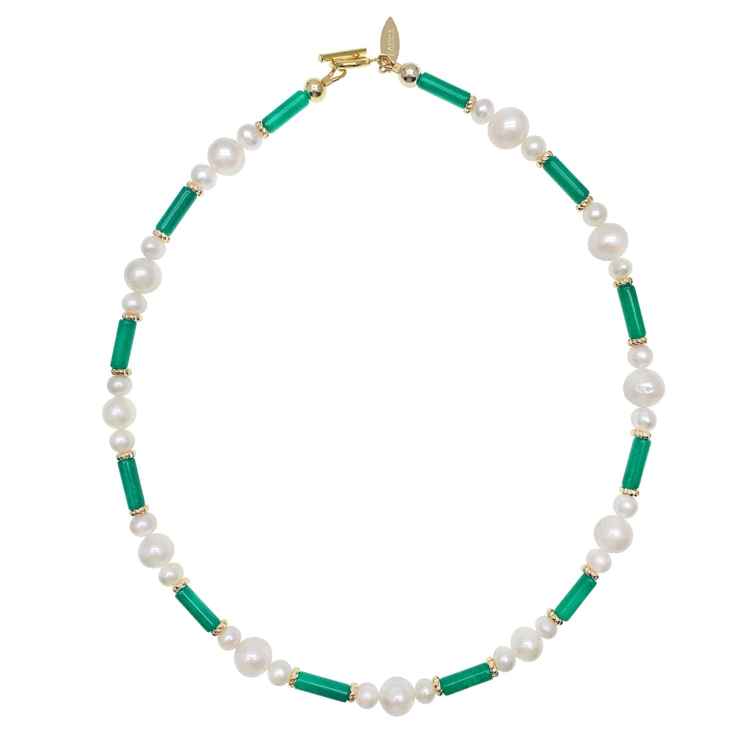 Green Jade And Freshwater Pearls Short Necklace
