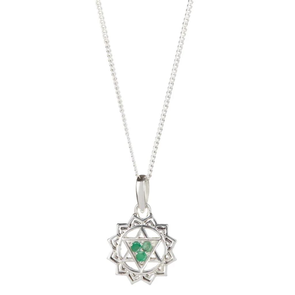 Heart Chakra Silver Necklace - Emerald