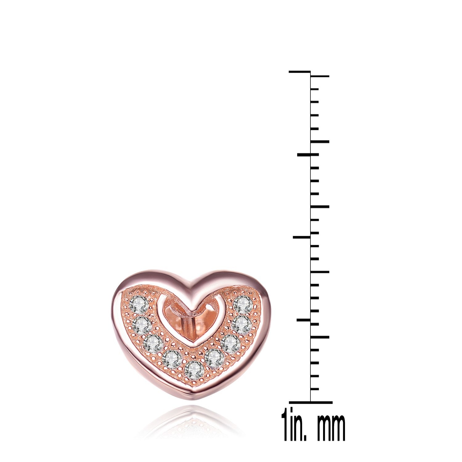 Cubic Zirconia Ss Rose Plated Heart Shape Earrings