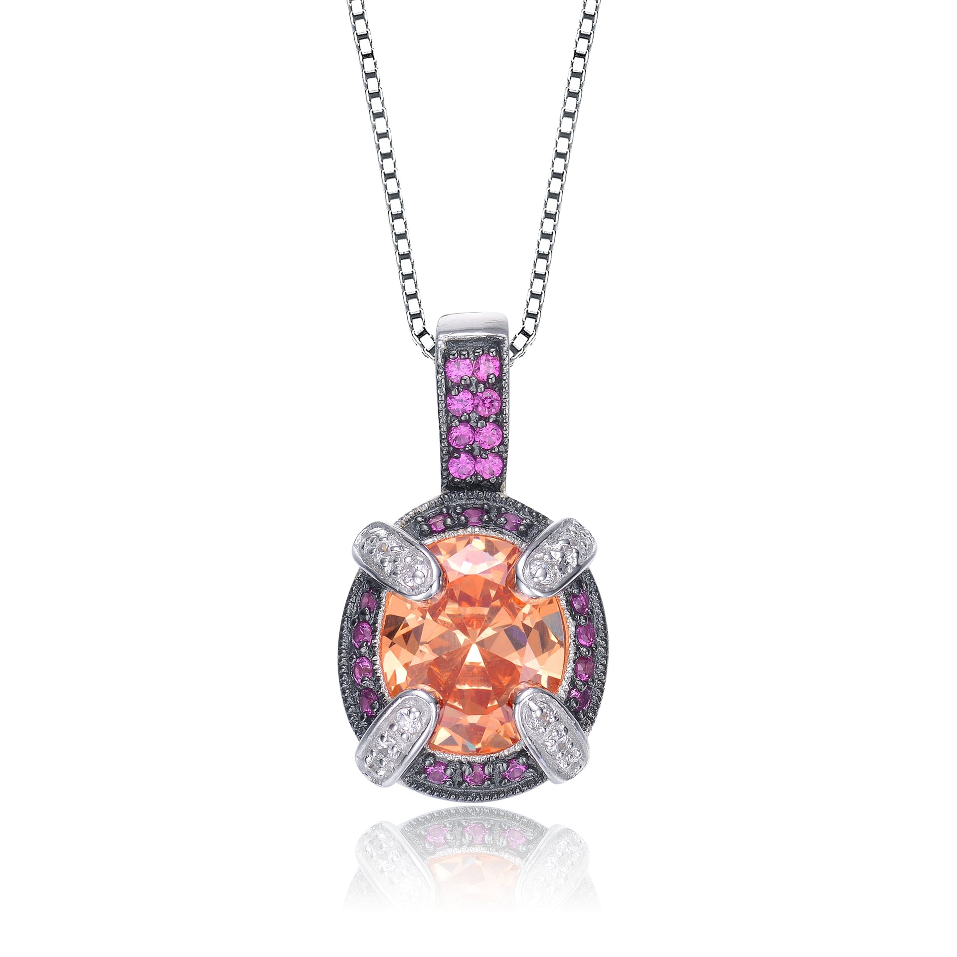 Cubic Zirconia Sterling Silver Cubic Zirconia Drop Necklace