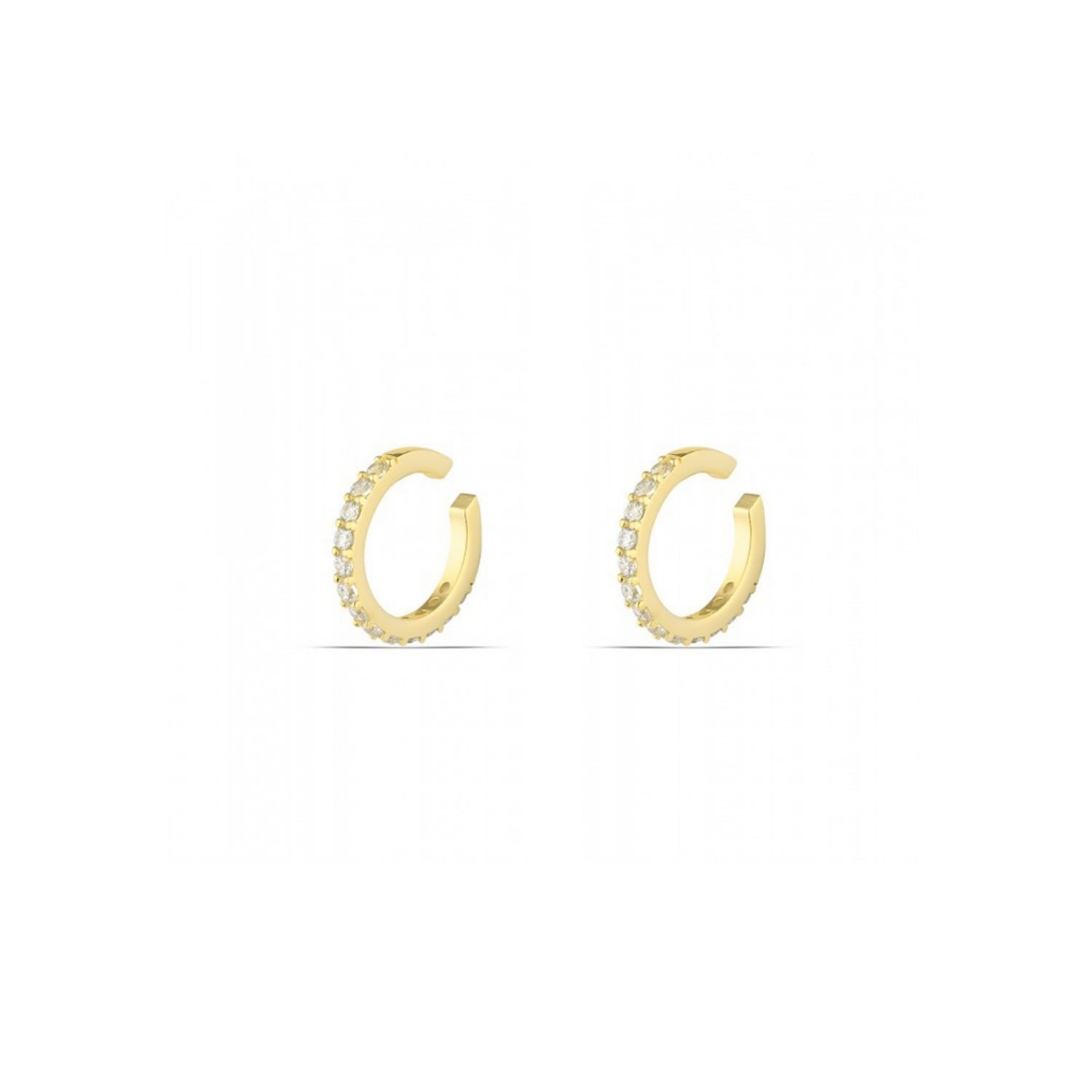 Cubic Zirconia Sterling Silver Ear Cuffs No Piercing - Pair - Gold