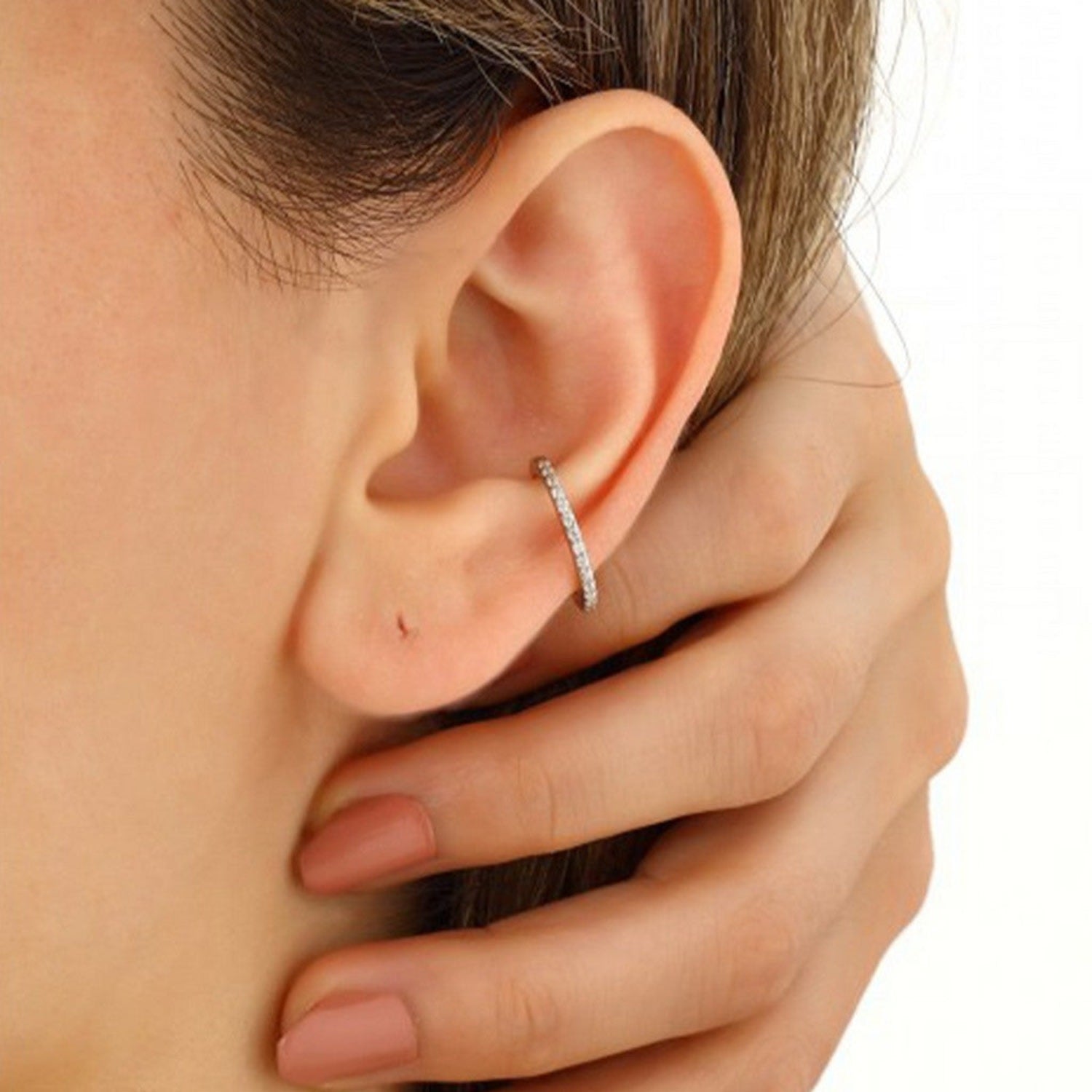 Cubic Zirconia Sterling Silver Ear Cuffs No Piercing - Pair - Rose Gold