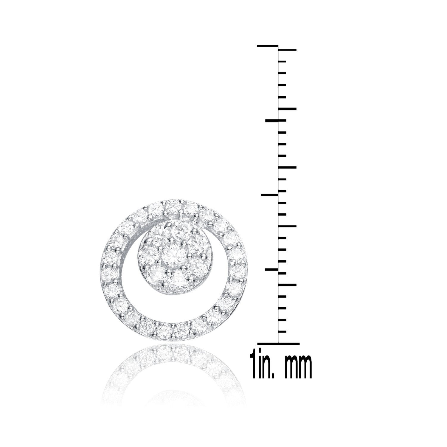 Cubic Zirconia Sterling Silver White Gold Plated Round Earrings