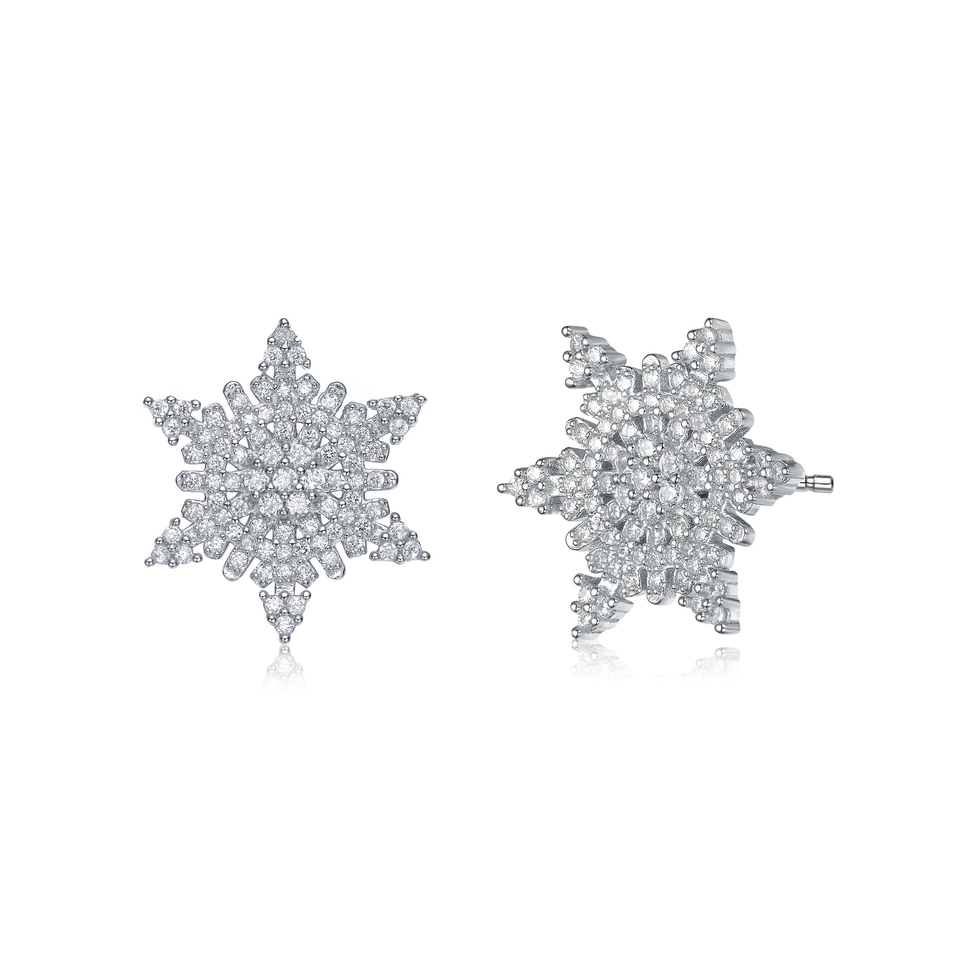 Cubic Zirconia White Gold Plated Sterling Silver Star Shape Stud Earring