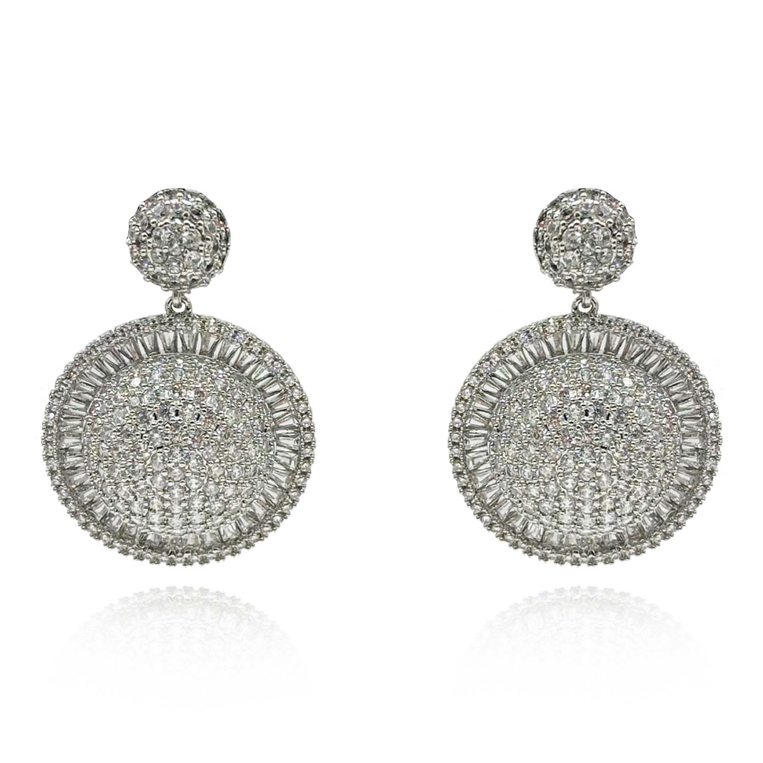 Cubic Zirconium Pave And Baguette Drop Earrings