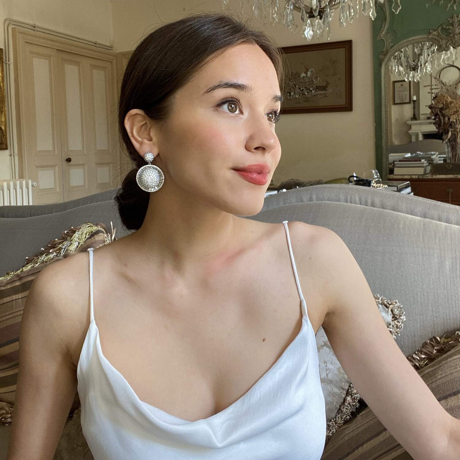Cubic Zirconium Pave And Baguette Drop Earrings
