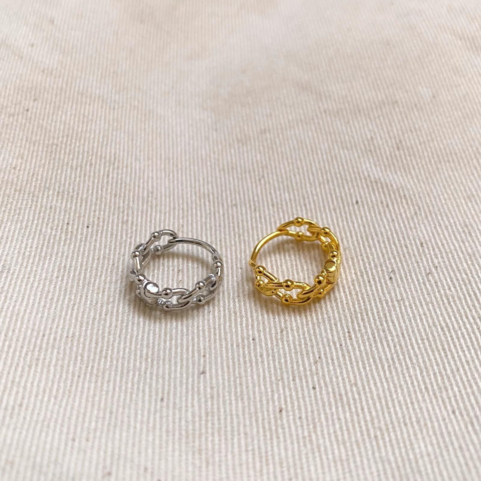 Sterling Silver Twisted Bead Earring - Gold