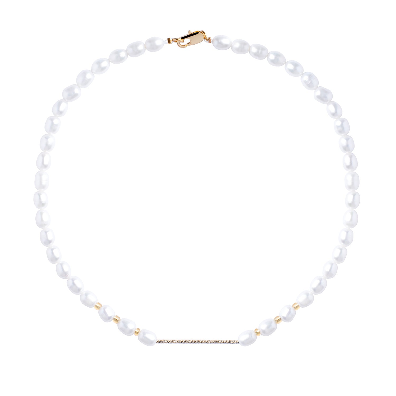 Cultured Freshwater Pearls Necklace With Real Gold Plated Tube Detail Handmade Perals Necklace - Forever Jewellery
