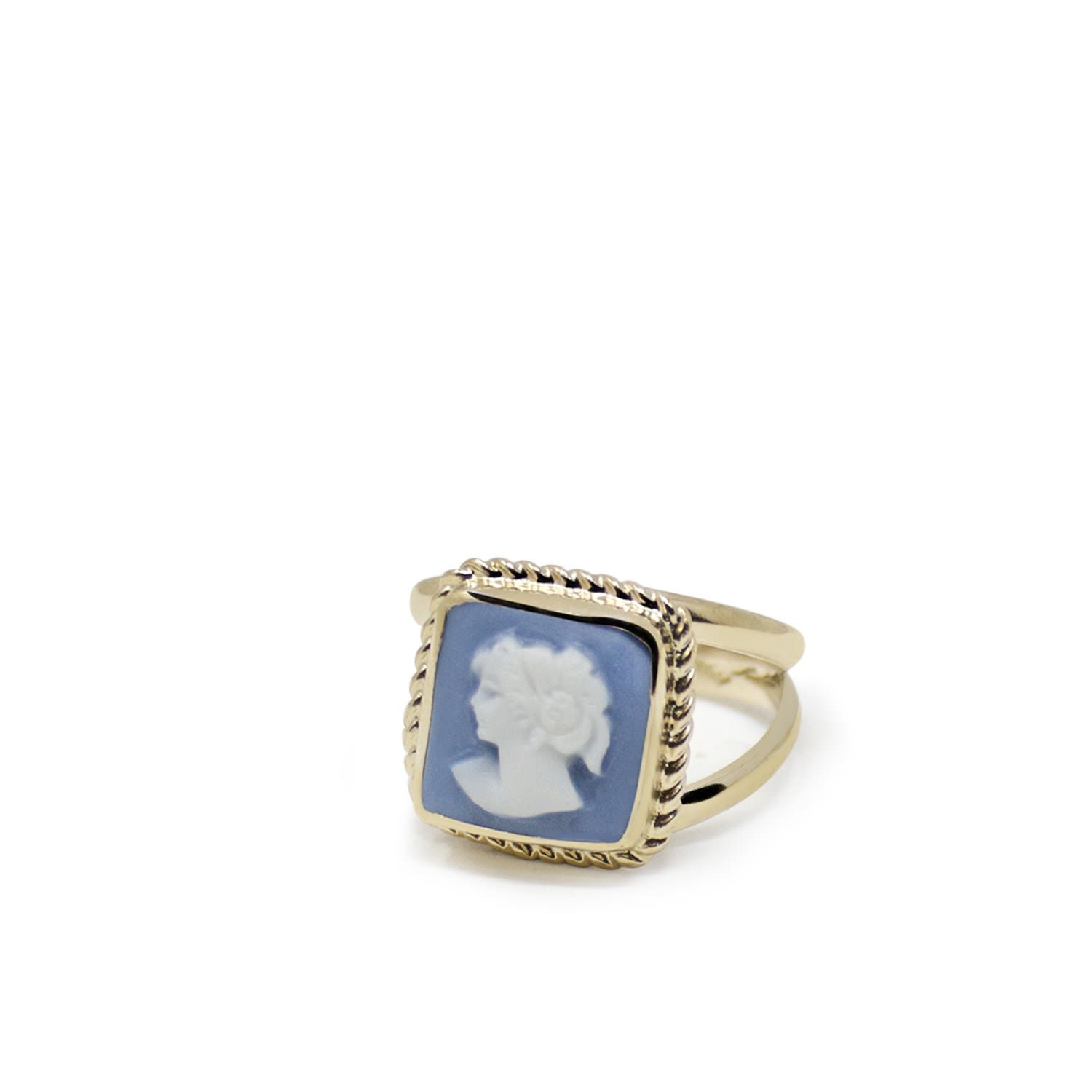 The Beloved Gold-Plated Sky Blue Cameo Ring
