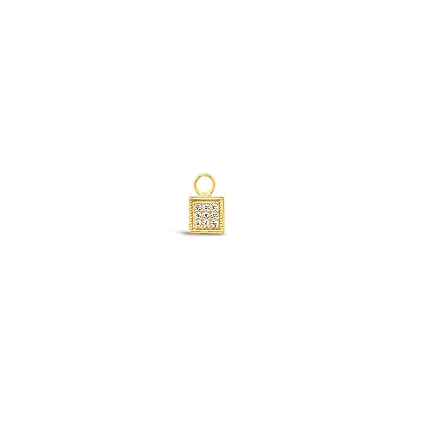 Single Earring Square Cz Charm - Gold