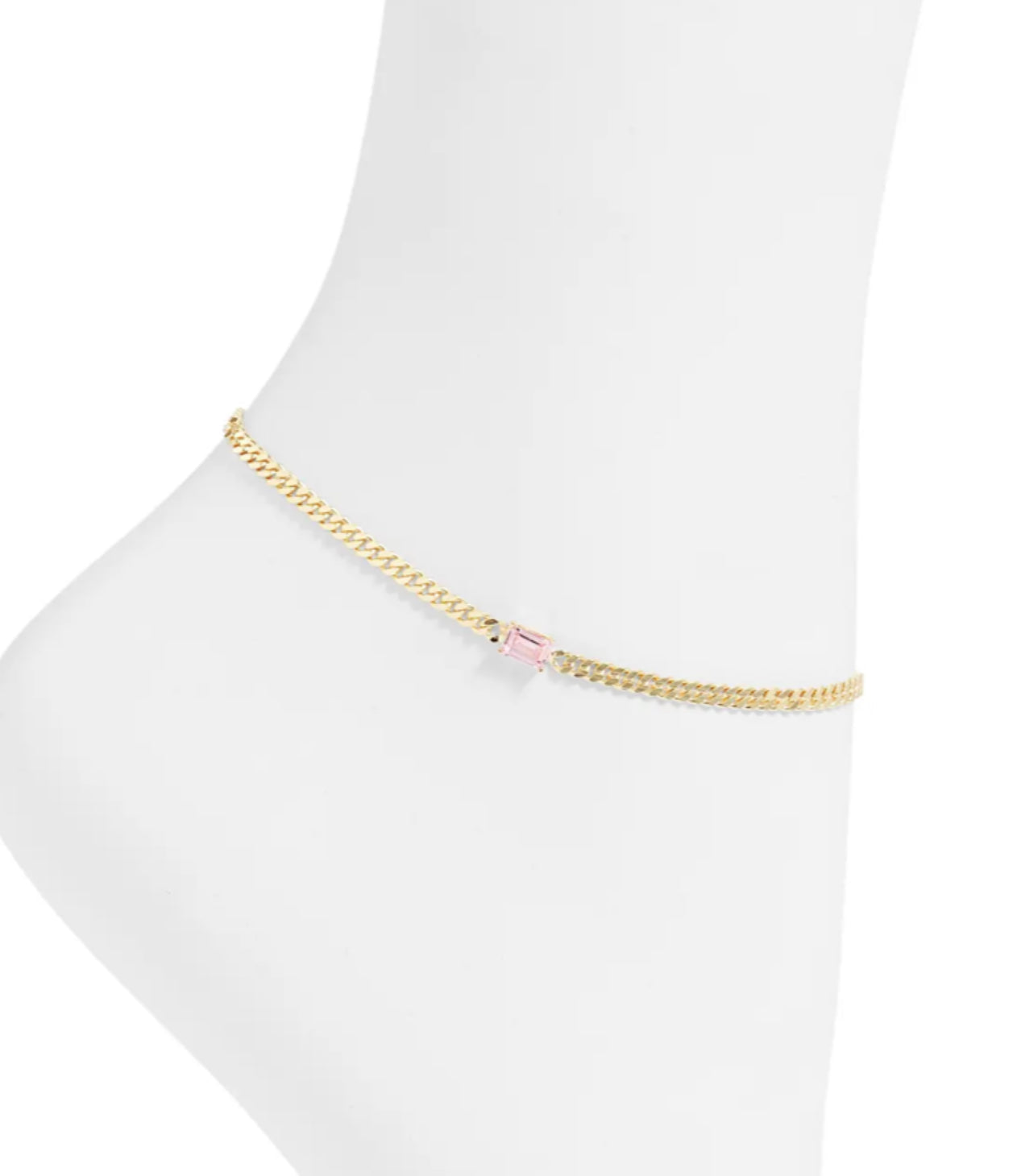 Curb Chain With Stone - Pink & Purple