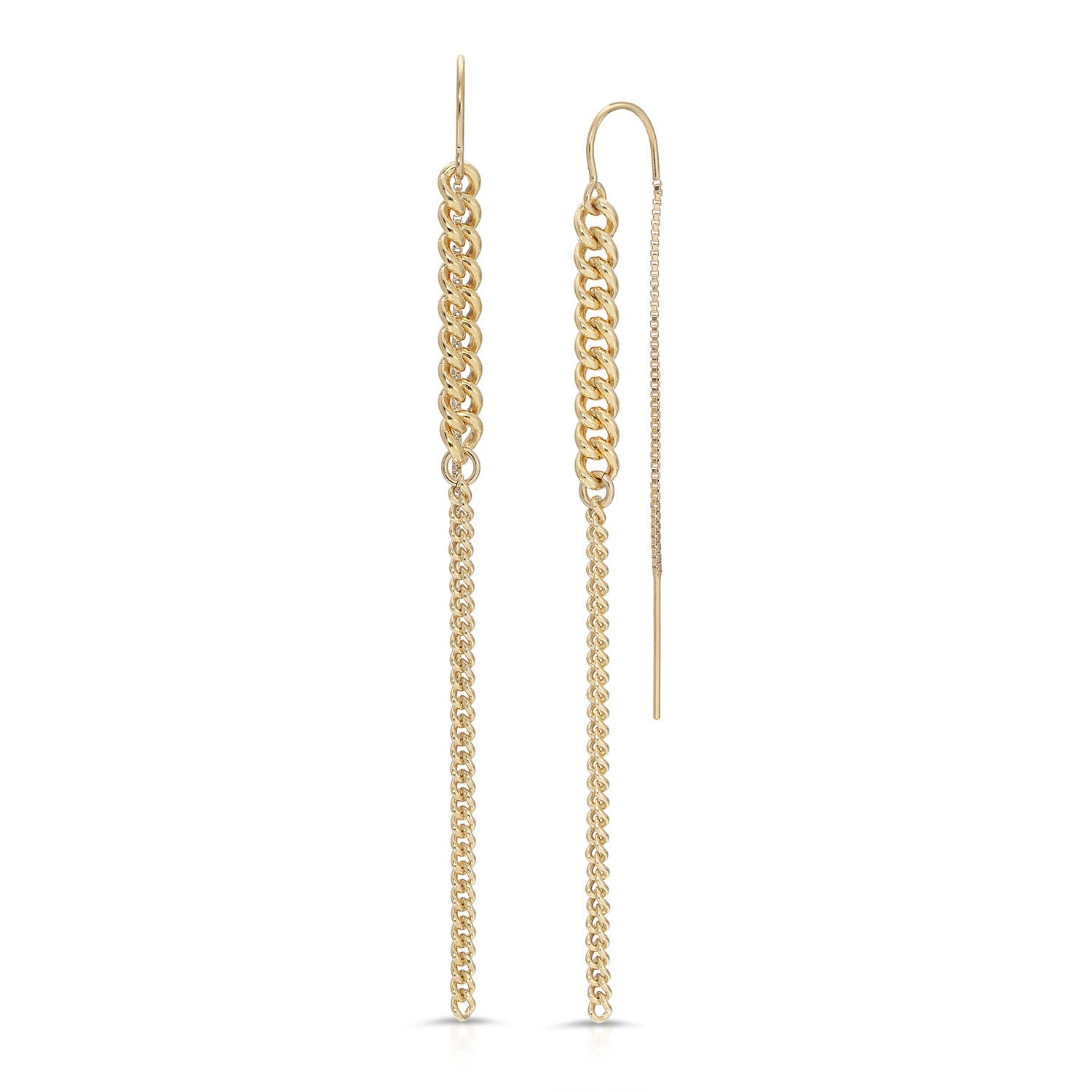 Curb It Chain Threader Earrings - Goldfilled