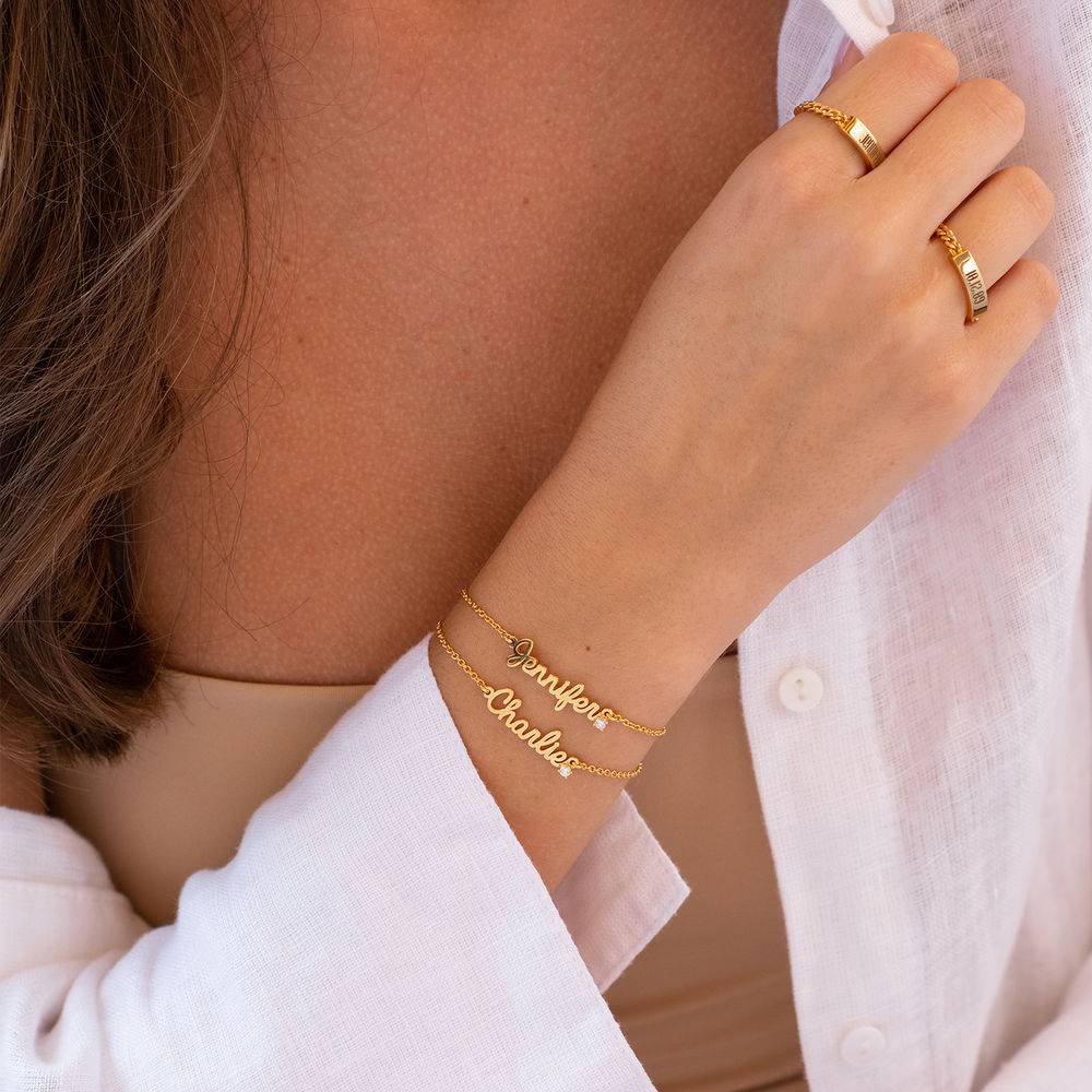 Cursive Name Bracelet in Gold Plating with Diamond
